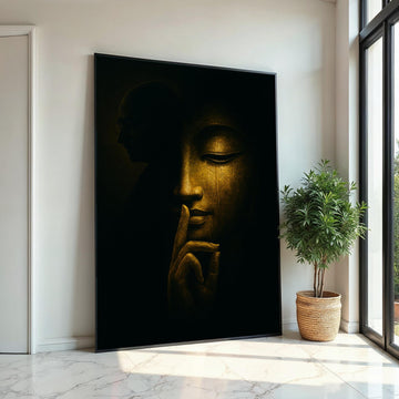 Buddha Serenity Canvas, Enlightened Wall Art, Silent Wisdom Print, Zen Canvas Design, Meditation Decor, Ready to Hang