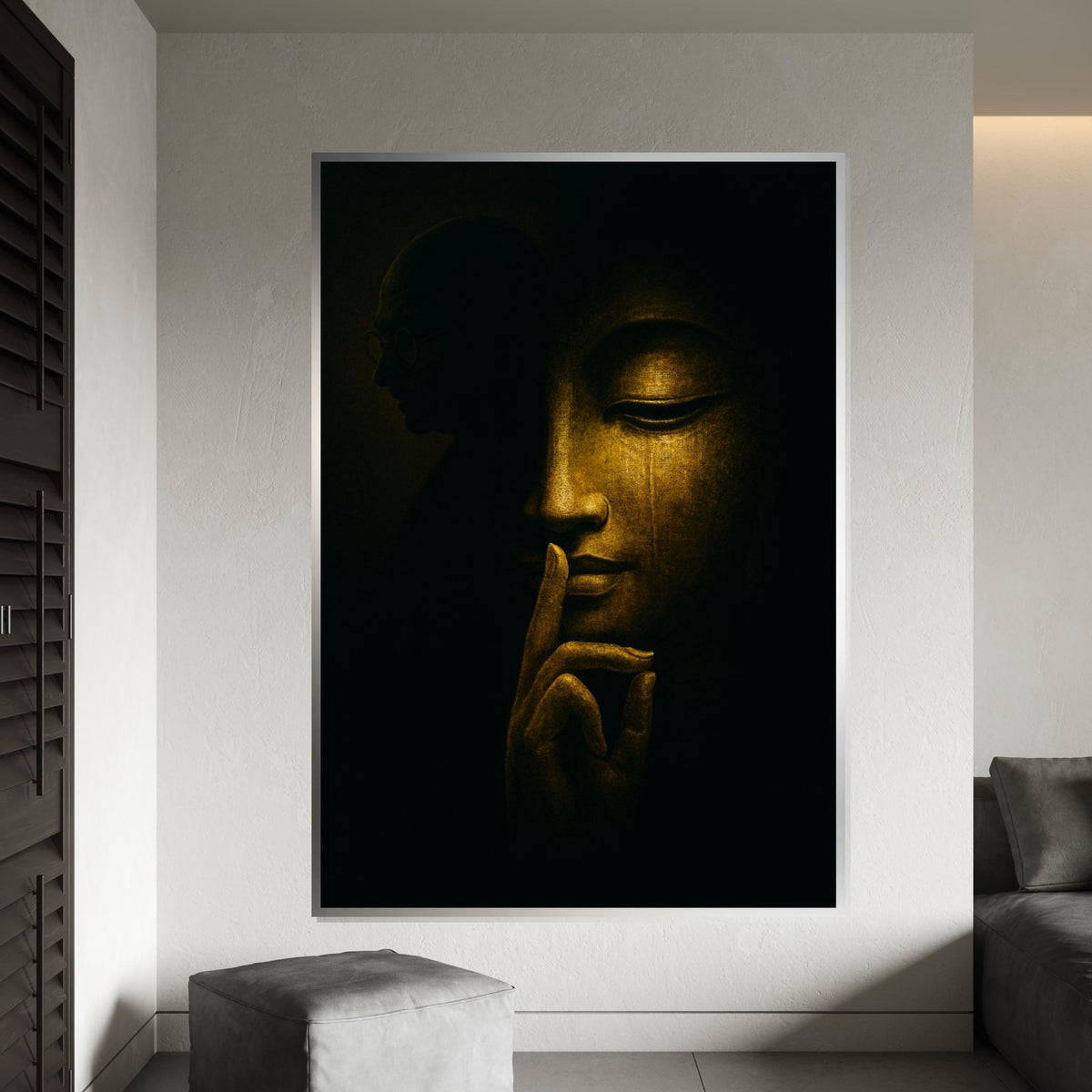 Buddha Serenity Canvas, Enlightened Wall Art, Silent Wisdom Print, Zen Canvas Design, Meditation Decor, Ready to Hang