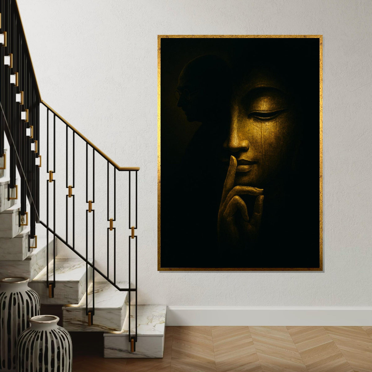 Buddha Serenity Canvas, Enlightened Wall Art, Silent Wisdom Print, Zen Canvas Design, Meditation Decor, Ready to Hang