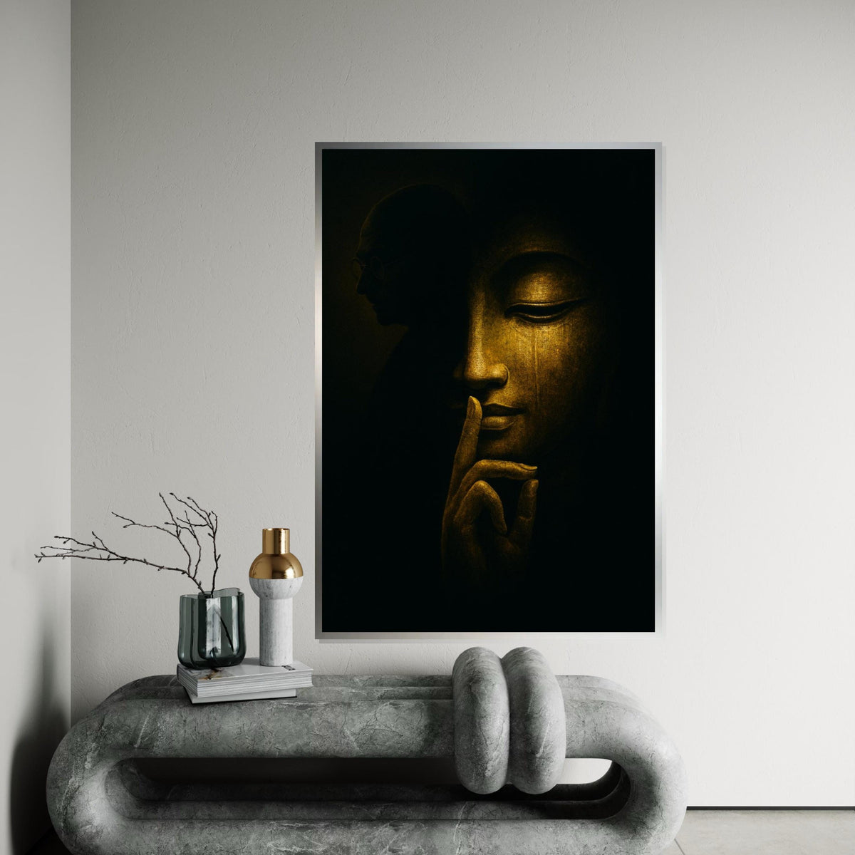 Buddha Serenity Canvas, Enlightened Wall Art, Silent Wisdom Print, Zen Canvas Design, Meditation Decor, Ready to Hang