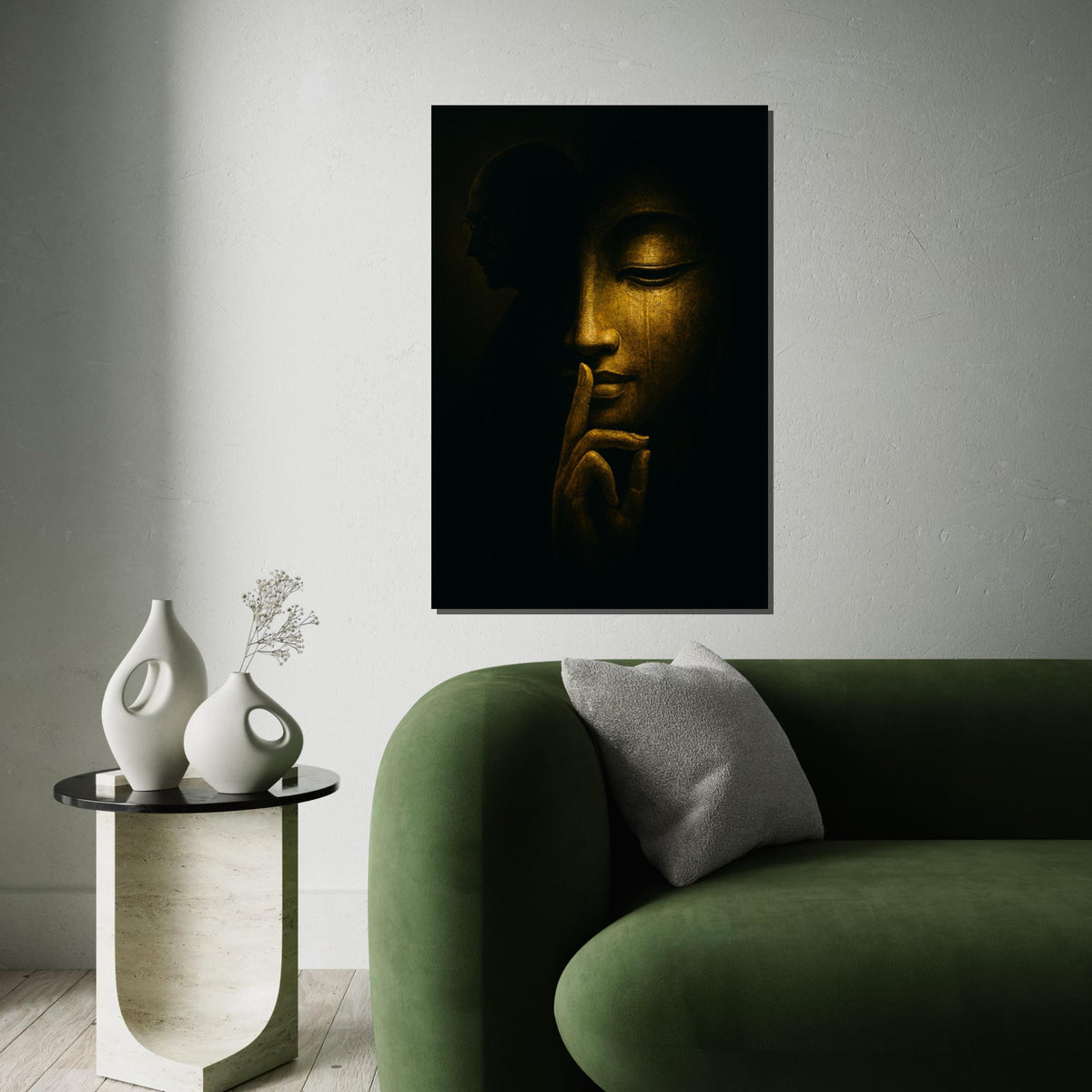 Buddha Serenity Canvas, Enlightened Wall Art, Silent Wisdom Print, Zen Canvas Design, Meditation Decor, Ready to Hang