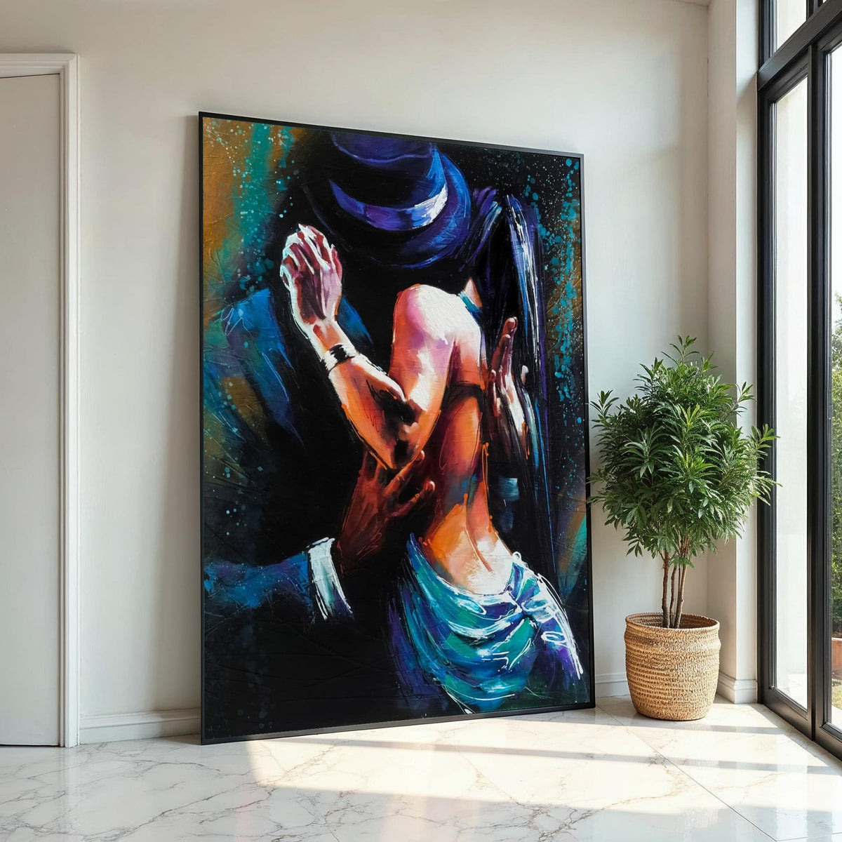 Tango Dance Canvas, Dancers in Motion Art, Colorful Abstract Wall Art, Passionate Dance Wall Print, Canvas Design, Ready to Hang Decor