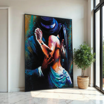Tango Dance Canvas, Dancers in Motion Art, Colorful Abstract Wall Art, Passionate Dance Wall Print, Canvas Design, Ready to Hang Decor