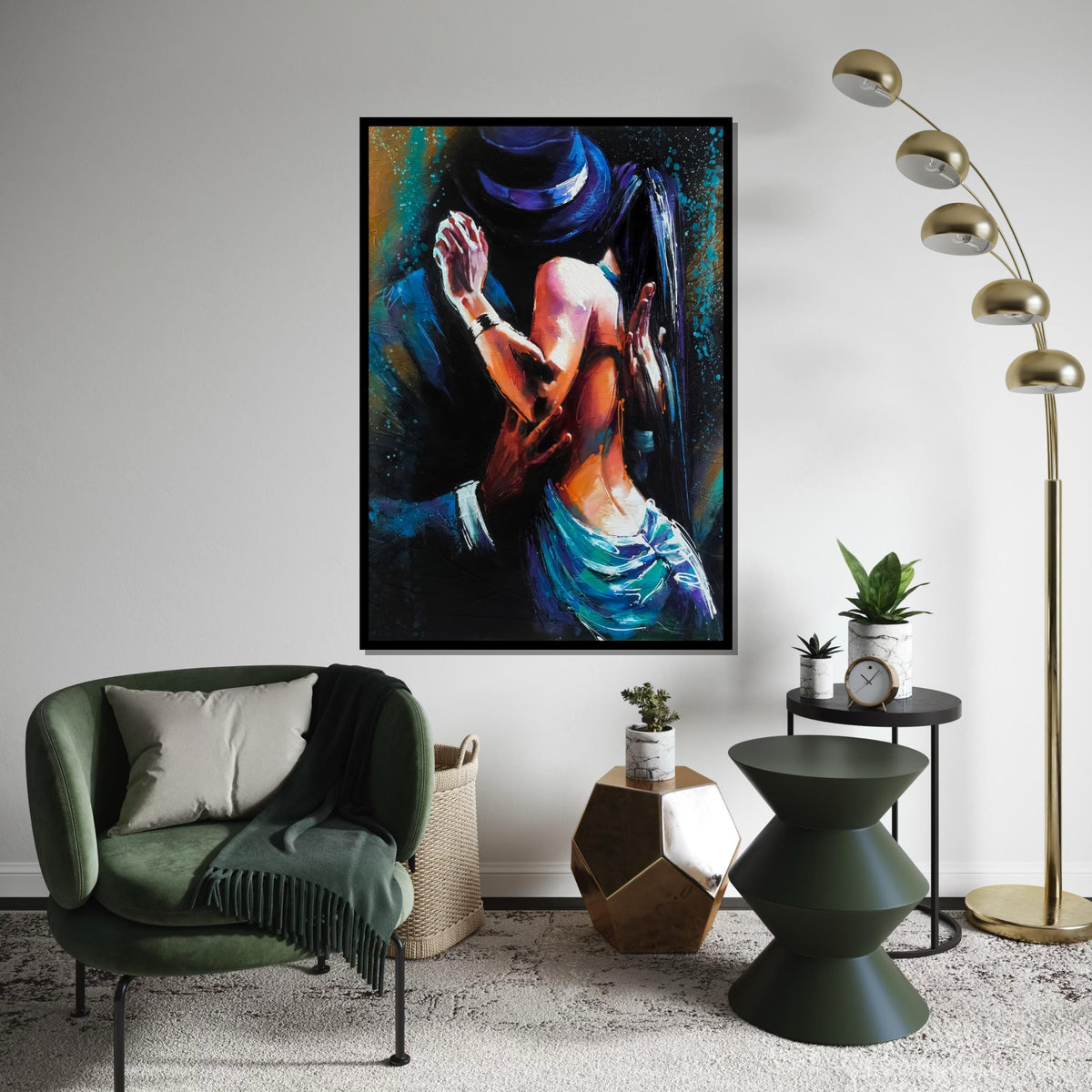 Tango Dance Canvas, Dancers in Motion Art, Colorful Abstract Wall Art, Passionate Dance Wall Print, Canvas Design, Ready to Hang Decor