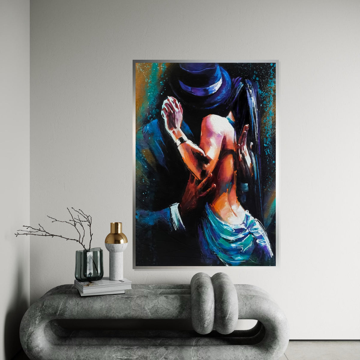 Tango Dance Canvas, Dancers in Motion Art, Colorful Abstract Wall Art, Passionate Dance Wall Print, Canvas Design, Ready to Hang Decor