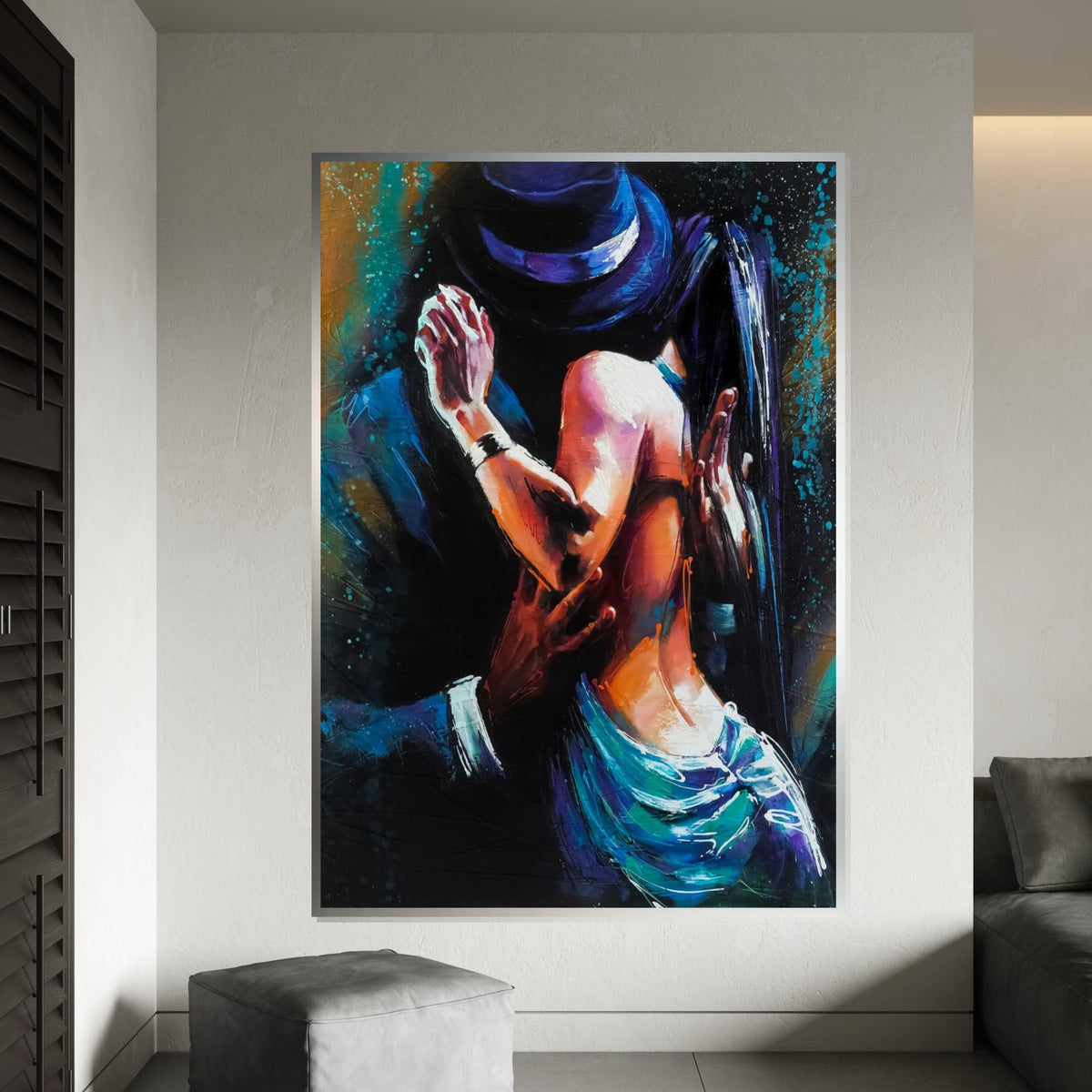 Tango Dance Canvas, Dancers in Motion Art, Colorful Abstract Wall Art, Passionate Dance Wall Print, Canvas Design, Ready to Hang Decor