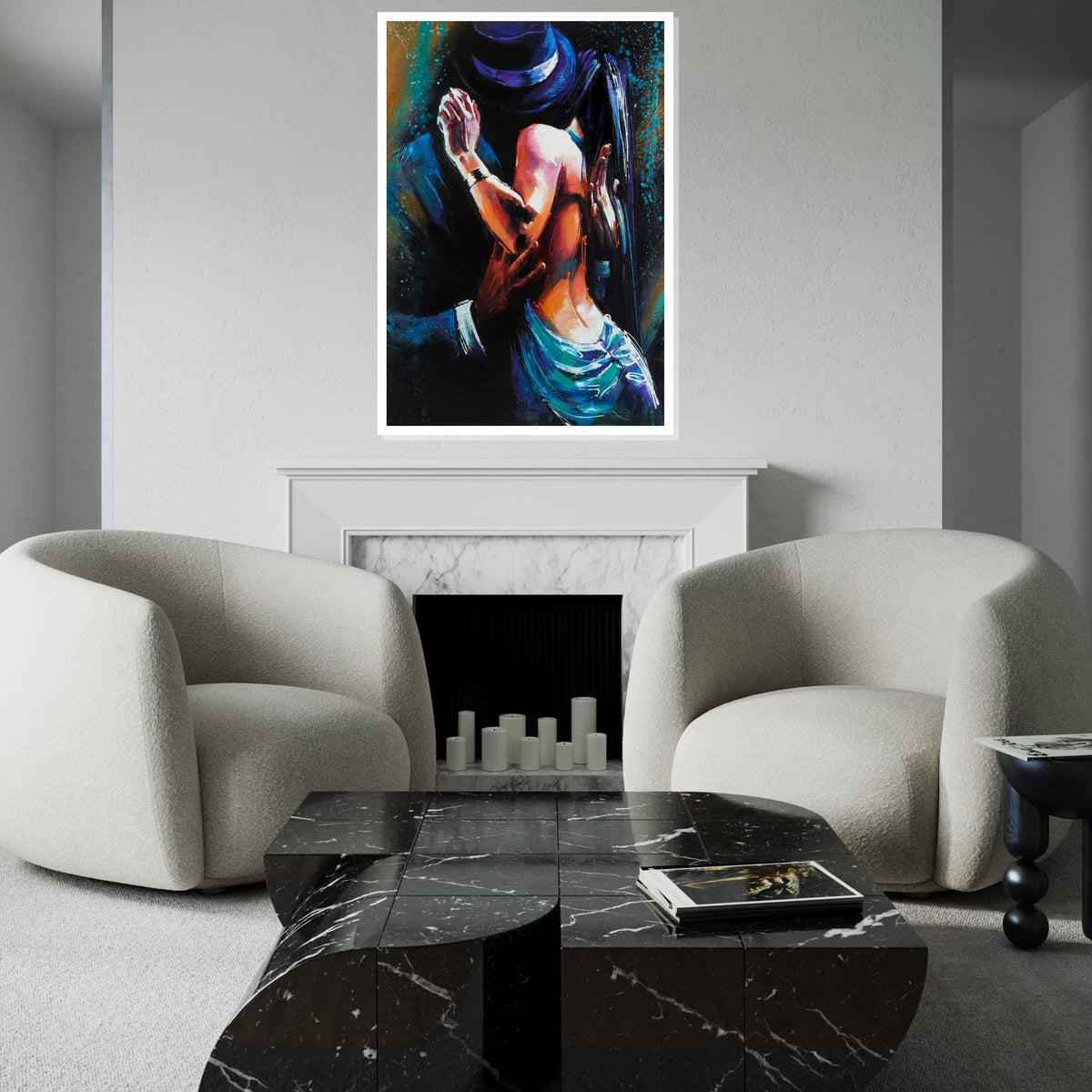 Tango Dance Canvas, Dancers in Motion Art, Colorful Abstract Wall Art, Passionate Dance Wall Print, Canvas Design, Ready to Hang Decor