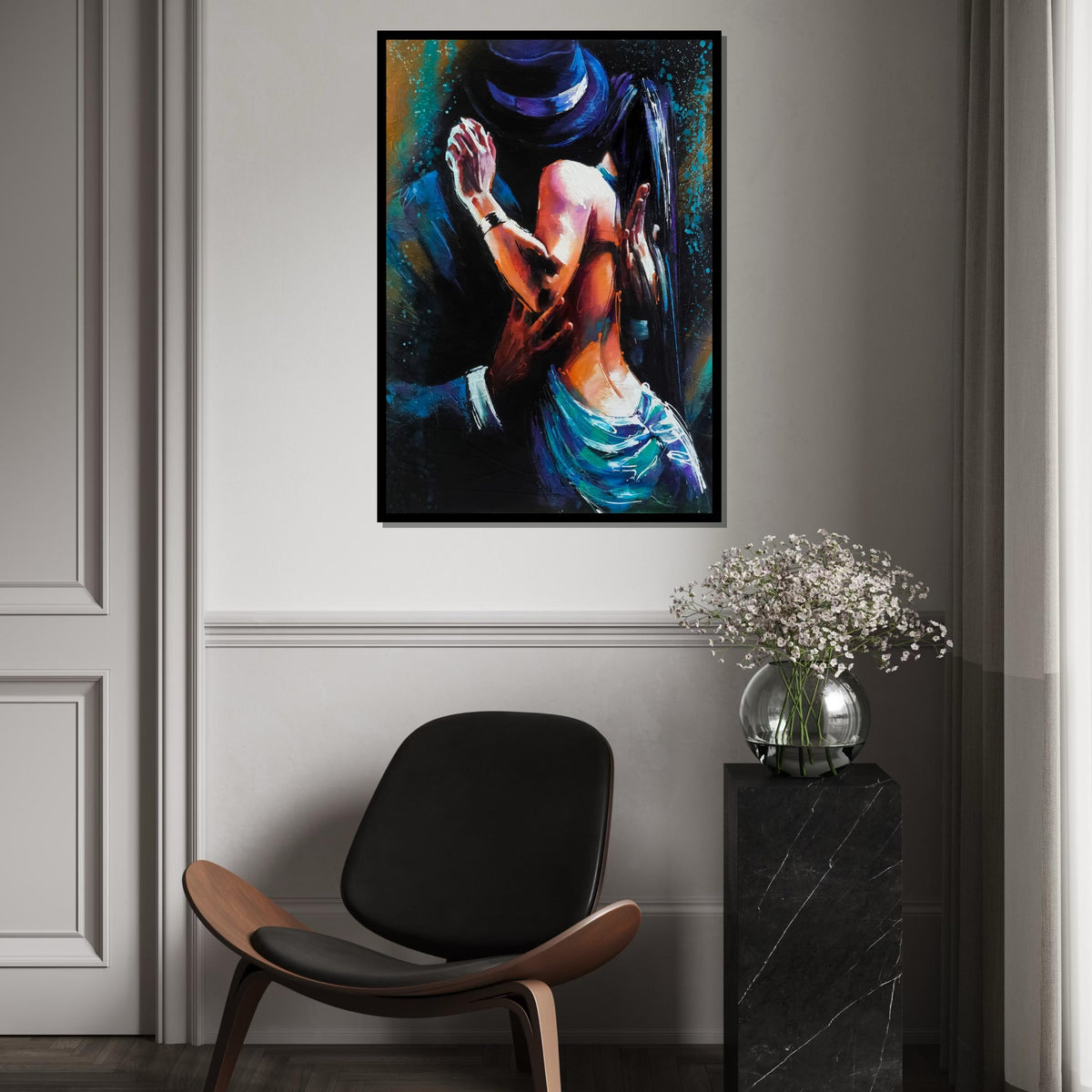 Tango Dance Canvas, Dancers in Motion Art, Colorful Abstract Wall Art, Passionate Dance Wall Print, Canvas Design, Ready to Hang Decor