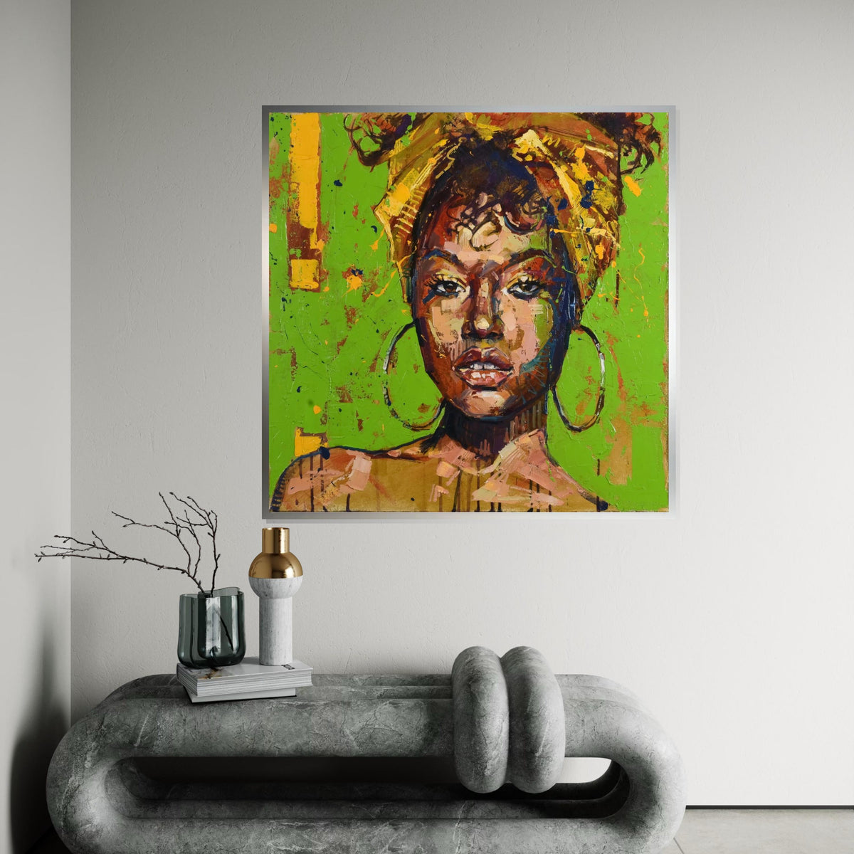 Vibrant Portrait Canvas, Afro Woman Wall Art, Colorful Abstract Print, Wall Art Canvas Design, Ready to Hang Decoration