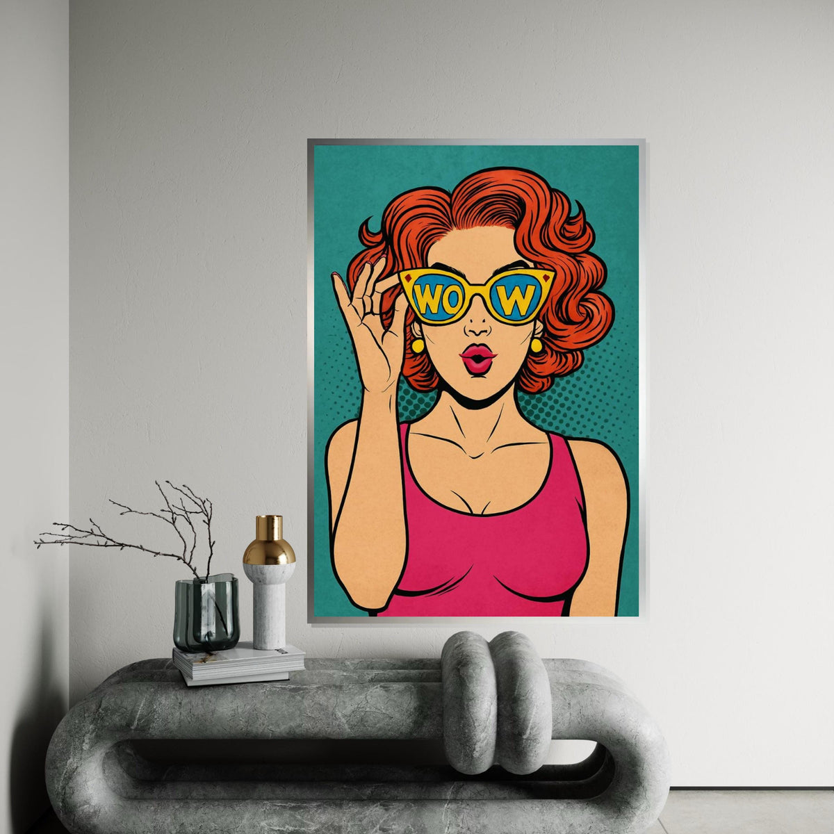 Pop Art Wow Girl Canvas, Retro Comic Style Wall Art, Vibrant Pop Art Poster, Comic Print, Wall Art Canvas Design, Ready To Hang