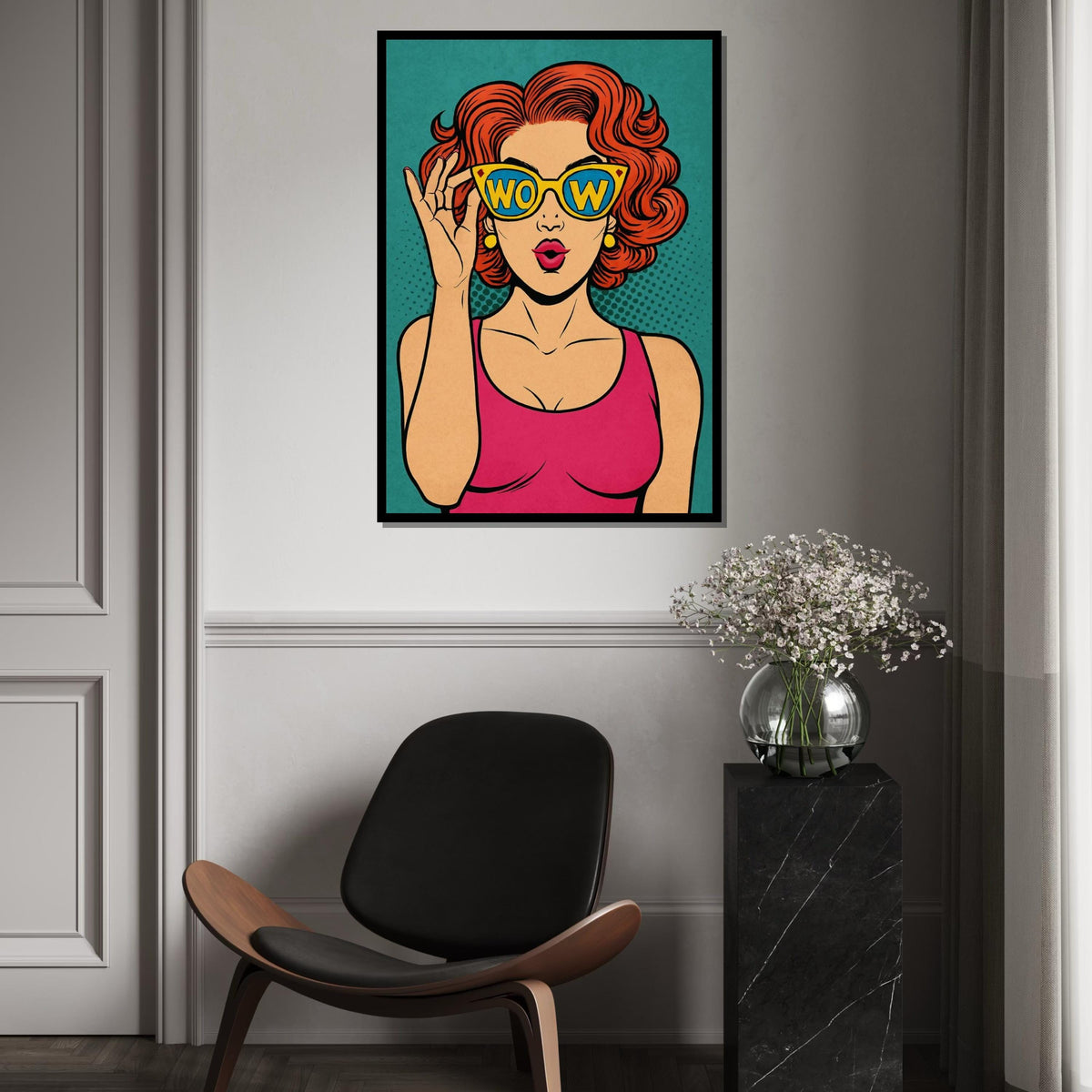 Pop Art Wow Girl Canvas, Retro Comic Style Wall Art, Vibrant Pop Art Poster, Comic Print, Wall Art Canvas Design, Ready To Hang