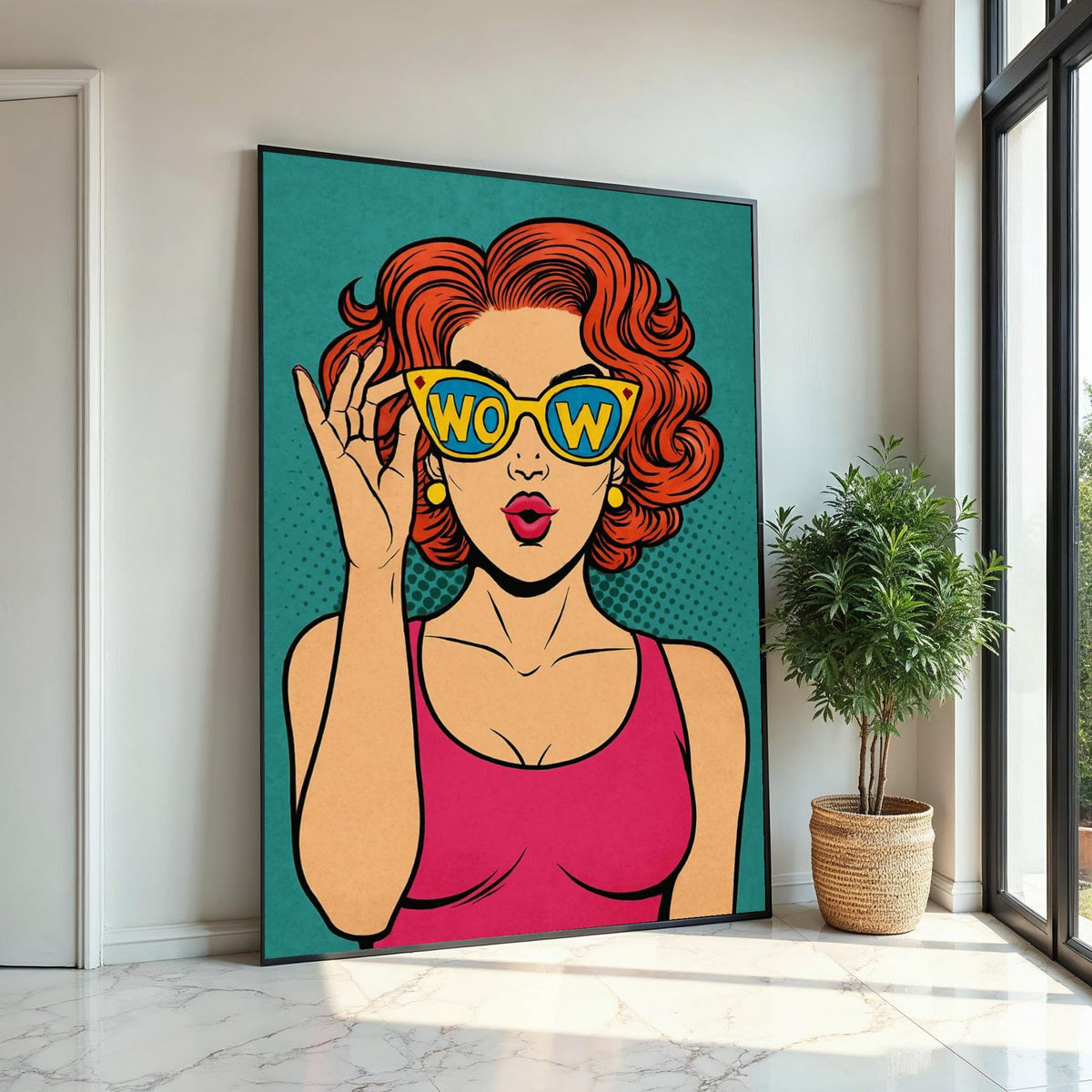 Pop Art Wow Girl Canvas, Retro Comic Style Wall Art, Vibrant Pop Art Poster, Comic Print, Wall Art Canvas Design, Ready To Hang