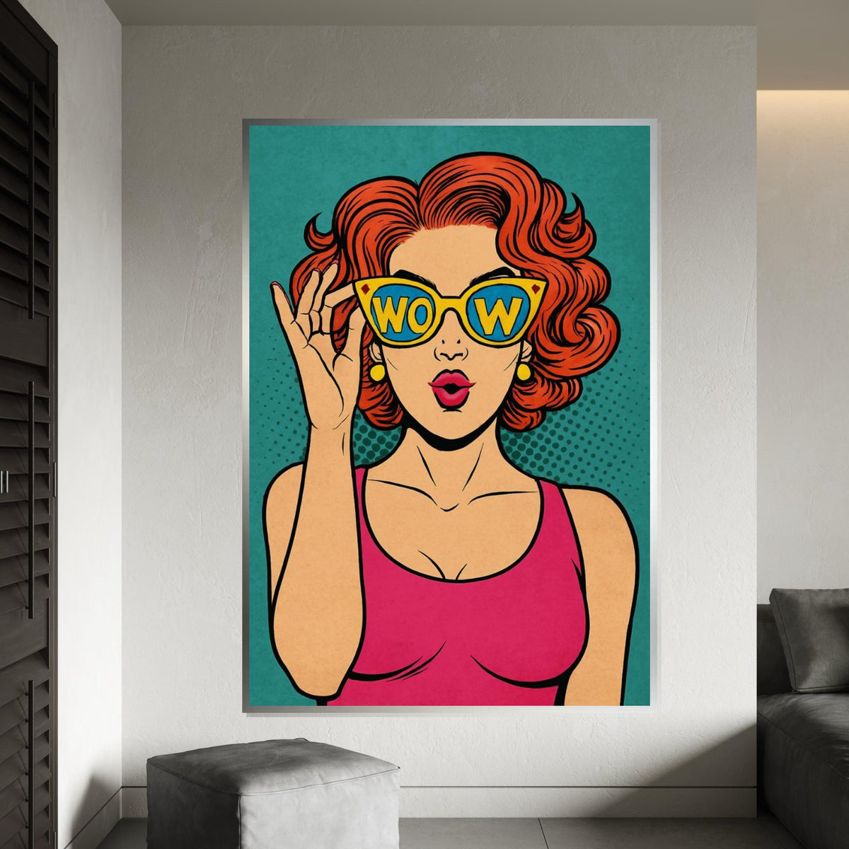 Pop Art Wow Girl Canvas, Retro Comic Style Wall Art, Vibrant Pop Art Poster, Comic Print, Wall Art Canvas Design, Ready To Hang