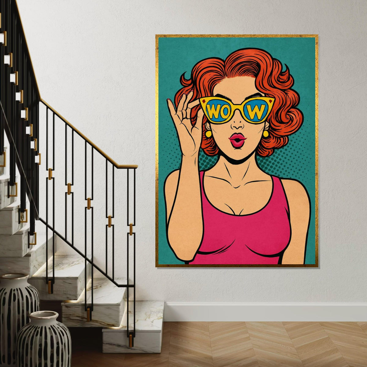Pop Art Wow Girl Canvas, Retro Comic Style Wall Art, Vibrant Pop Art Poster, Comic Print, Wall Art Canvas Design, Ready To Hang