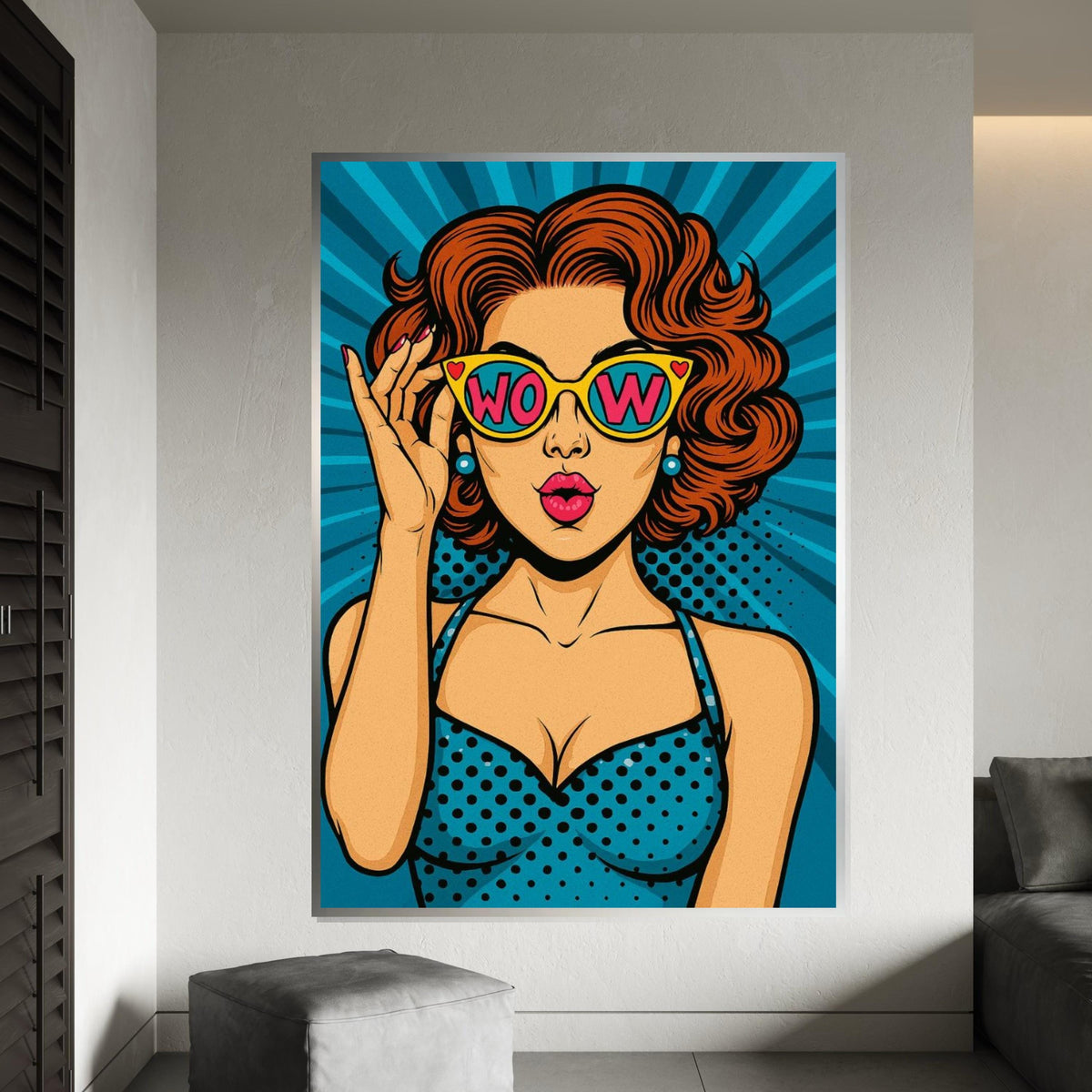 Pop Art Wow Canvas, Retro Comic Style Art, Vintage Pop Art Poster, Wall Art Canvas Design, Ready To Hang Decoration