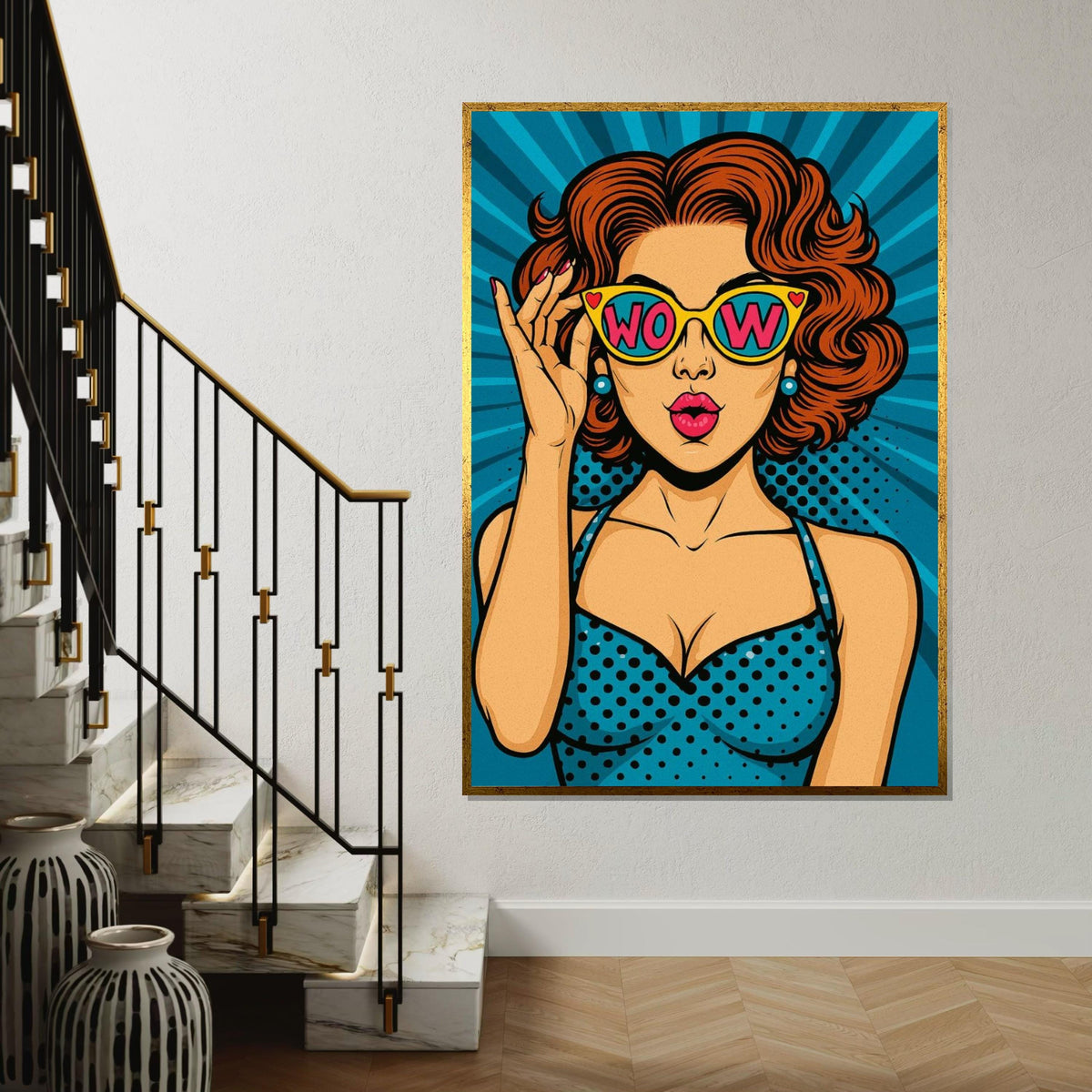 Pop Art Wow Canvas, Retro Comic Style Art, Vintage Pop Art Poster, Wall Art Canvas Design, Ready To Hang Decoration