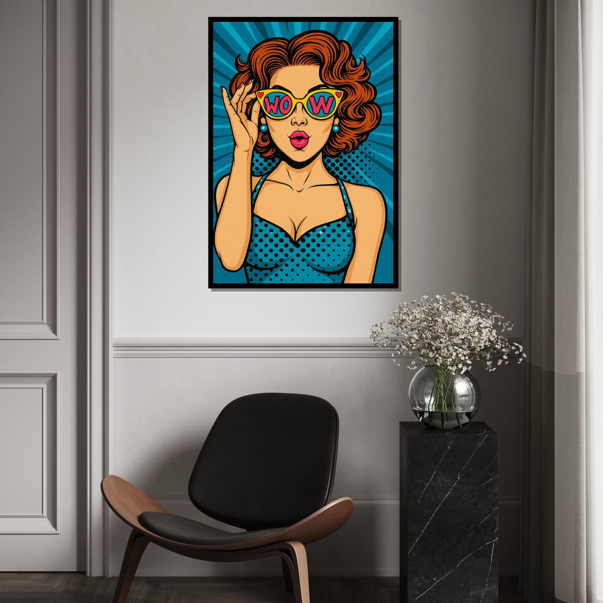 Pop Art Wow Canvas, Retro Comic Style Art, Vintage Pop Art Poster, Wall Art Canvas Design, Ready To Hang Decoration