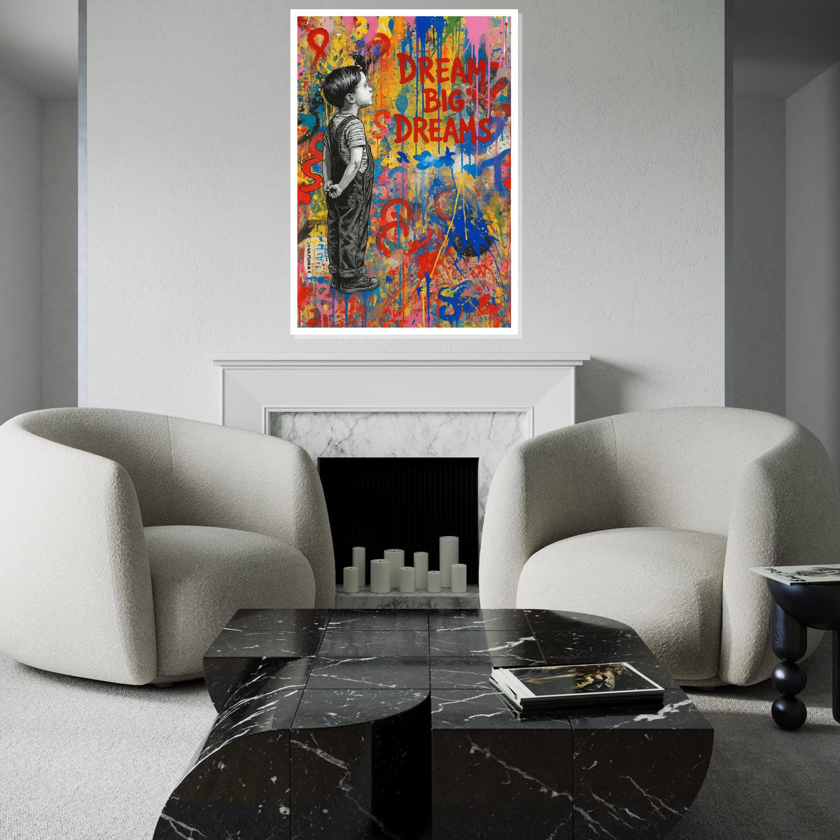 Dream Big Dreams Art, Child Wall Art, Inspirational Canvas, Colorful Wall Art, Urban Graffiti Design, Ready To Hang Decoration