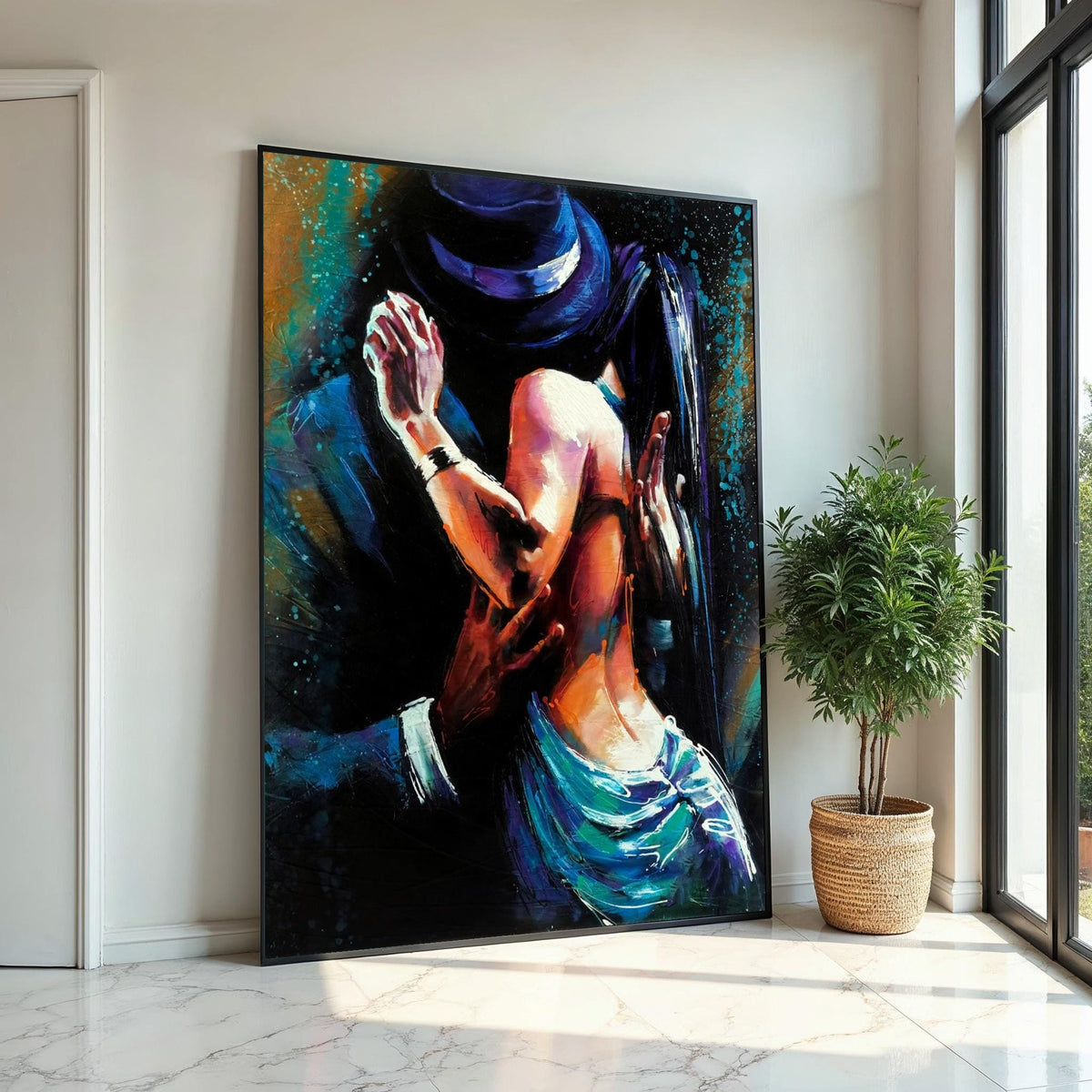 Romantic Dance Canvas, Couple Dancing Art, Passionate Embrace Wall Art, Wall Art Canvas Design, Ready to Hang Decoration