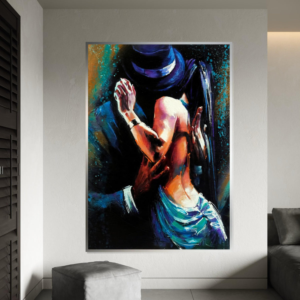 Romantic Dance Canvas, Couple Dancing Art, Passionate Embrace Wall Art, Wall Art Canvas Design, Ready to Hang Decoration