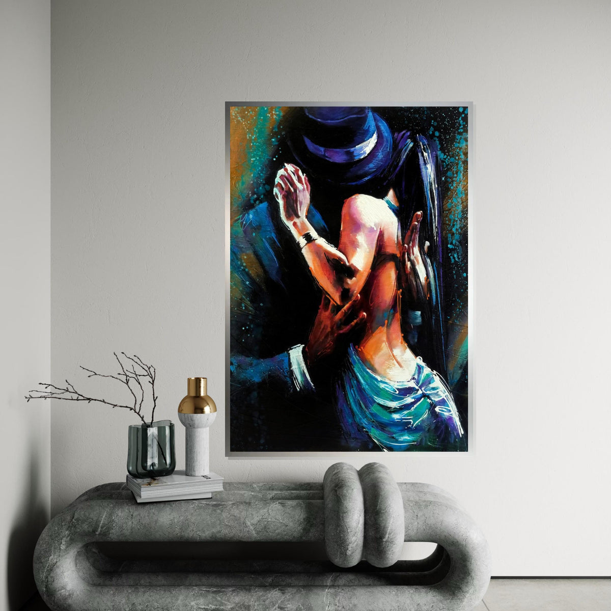 Romantic Dance Canvas, Couple Dancing Art, Passionate Embrace Wall Art, Wall Art Canvas Design, Ready to Hang Decoration