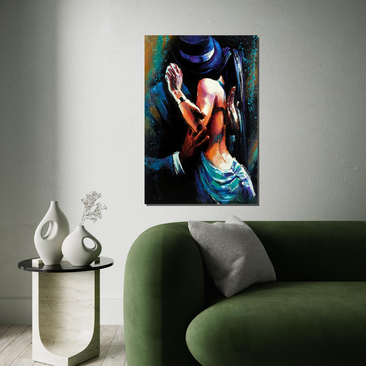 Romantic Dance Canvas, Couple Dancing Art, Passionate Embrace Wall Art, Wall Art Canvas Design, Ready to Hang Decoration