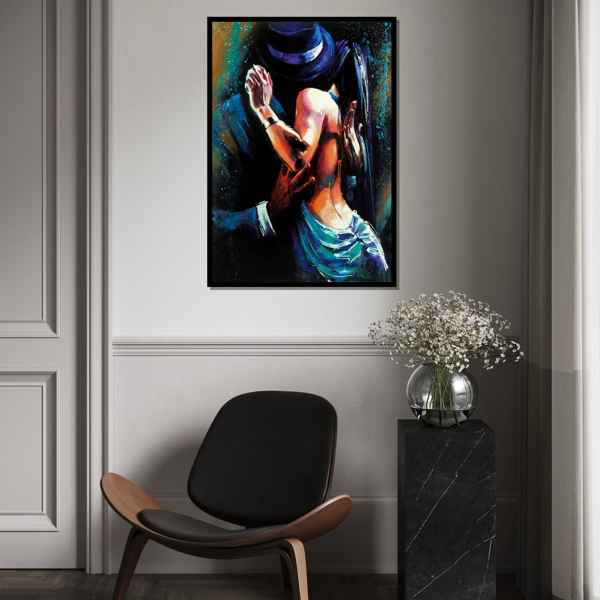 Romantic Dance Canvas, Couple Dancing Art, Passionate Embrace Wall Art, Wall Art Canvas Design, Ready to Hang Decoration