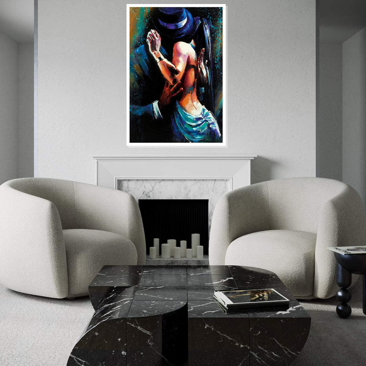 Romantic Dance Canvas, Couple Dancing Art, Passionate Embrace Wall Art, Wall Art Canvas Design, Ready to Hang Decoration