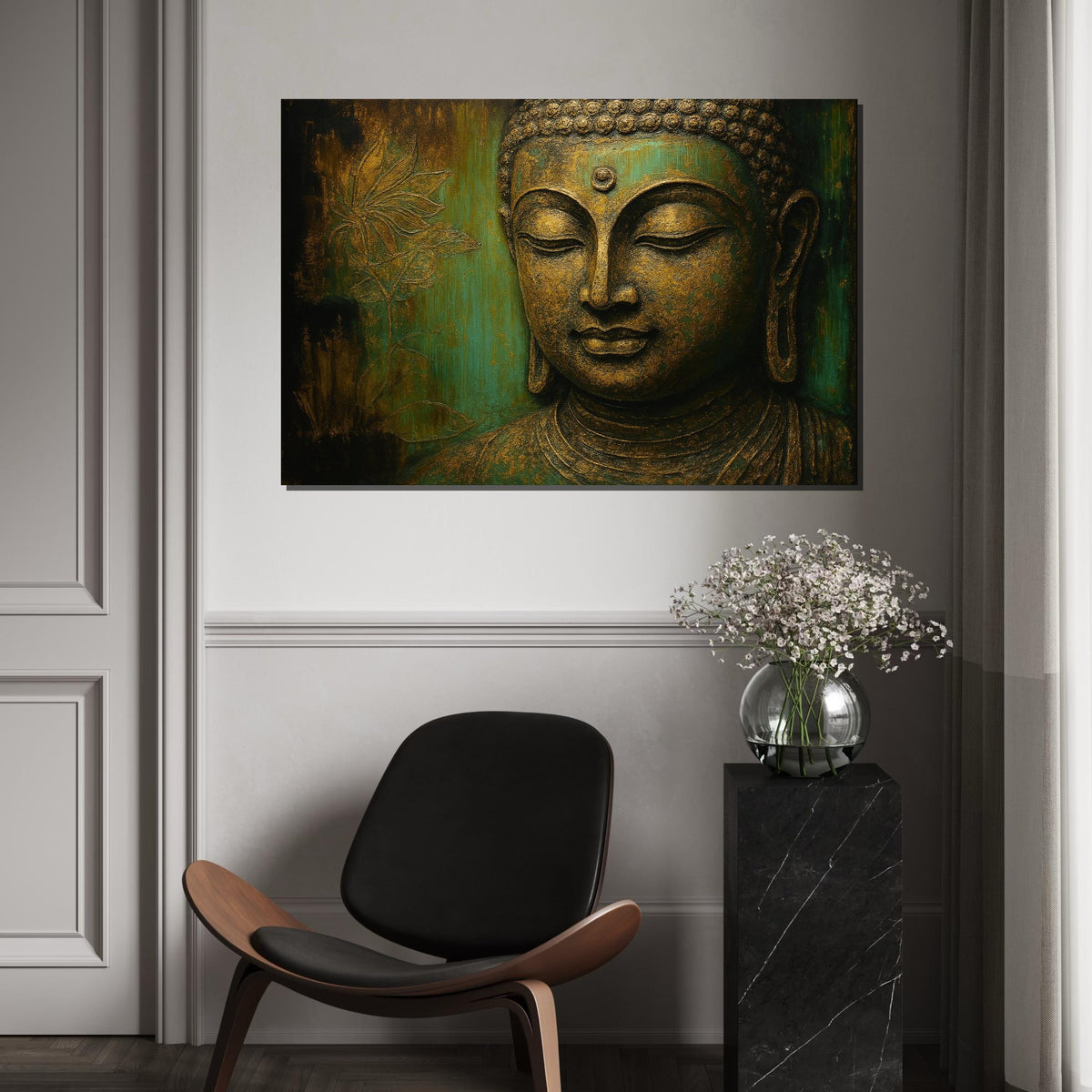Buddha Canvas Wall Art, Serenity Buddha Wall Print, Zen Art Decor, Spiritual Canvas, Wall Art Canvas Design, Ready To Hang Decoration