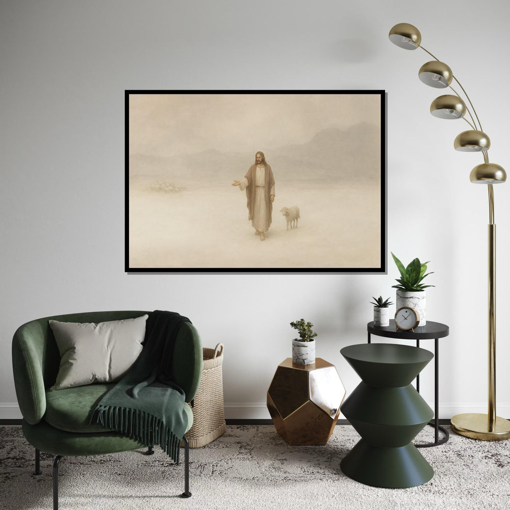 Jesus Shepherd Canvas Art, Religious Wall Art, Jesus with Sheep Print, Spiritual Wall Decor, Wall Art Canvas Design, Ready to Hang