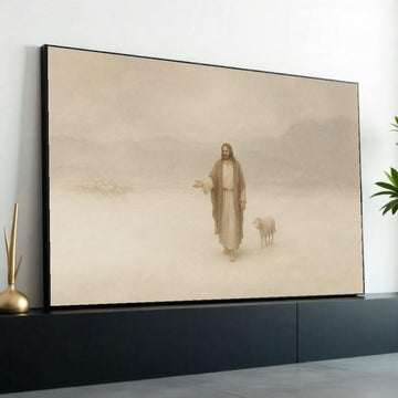 Jesus Shepherd Canvas Art, Religious Wall Art, Jesus with Sheep Print, Spiritual Wall Decor, Wall Art Canvas Design, Ready to Hang