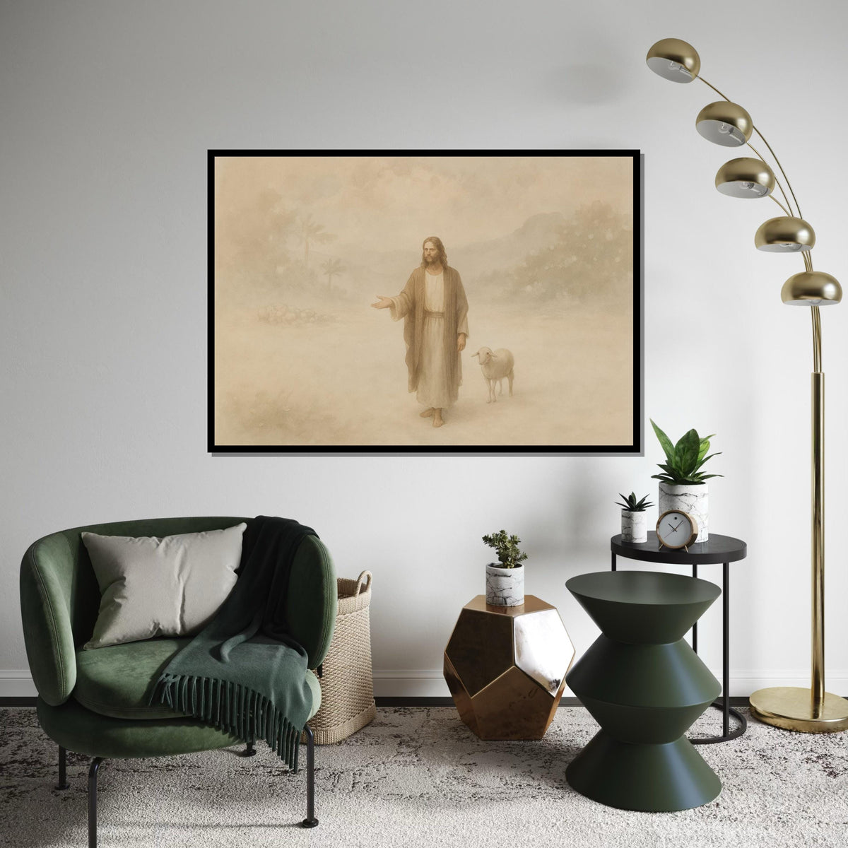 Jesus Shepherd Canvas Art, Man with Lamb, Pastoral Wall Art, Inspirational Canvas, Wall Art Canvas Design, Ready To Hang Decoration