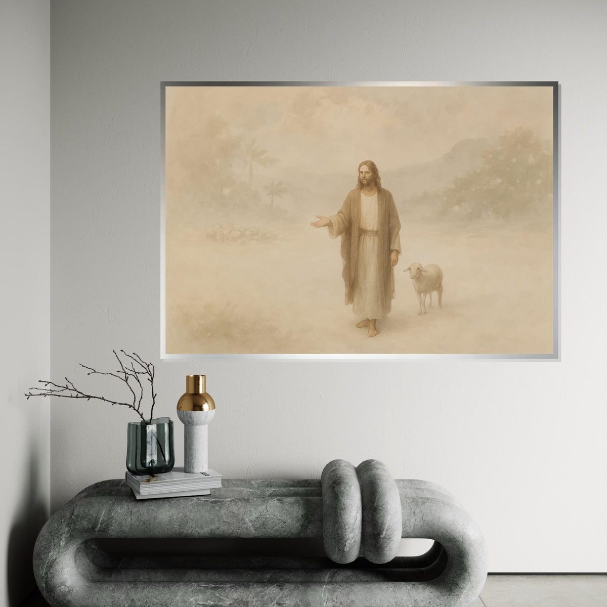 Jesus Shepherd Canvas Art, Man with Lamb, Pastoral Wall Art, Inspirational Canvas, Wall Art Canvas Design, Ready To Hang Decoration
