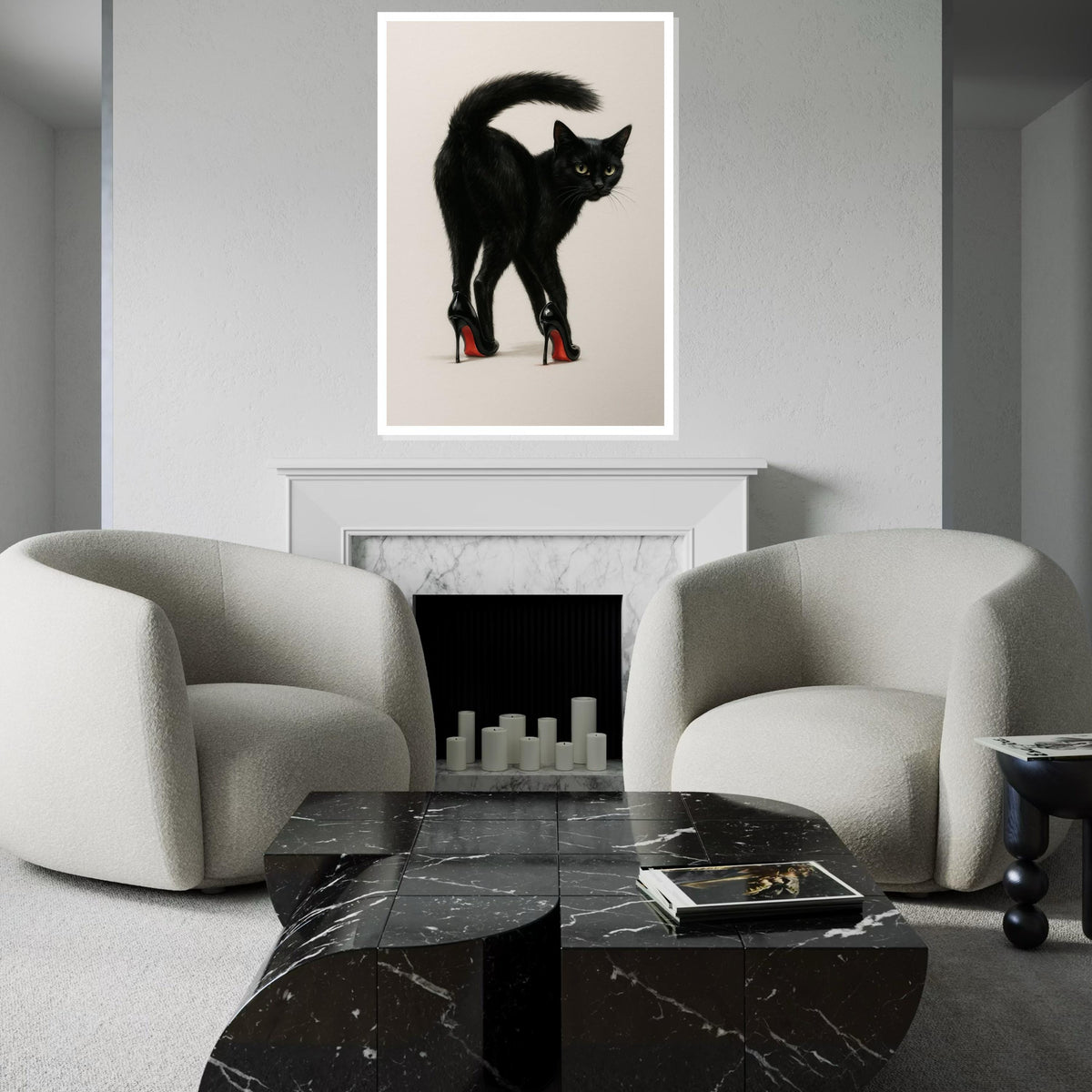 Black Cat Heels Canvas Art, Cat in High Heels, Quirky Cat Wall Print, Animal Canvas Design, Ready to Hang, Unique Home Decoration