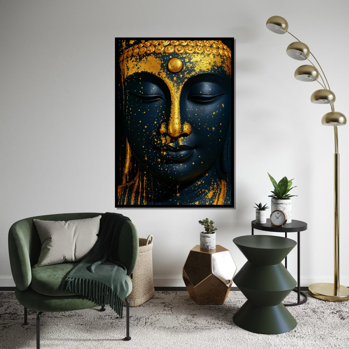Gold Splatter Buddha Canvas, Spiritual Wall Art, Zen Buddha Art, Wall Art Canvas Design, Framed Canvas Ready To Hang, Gold Decor Accent