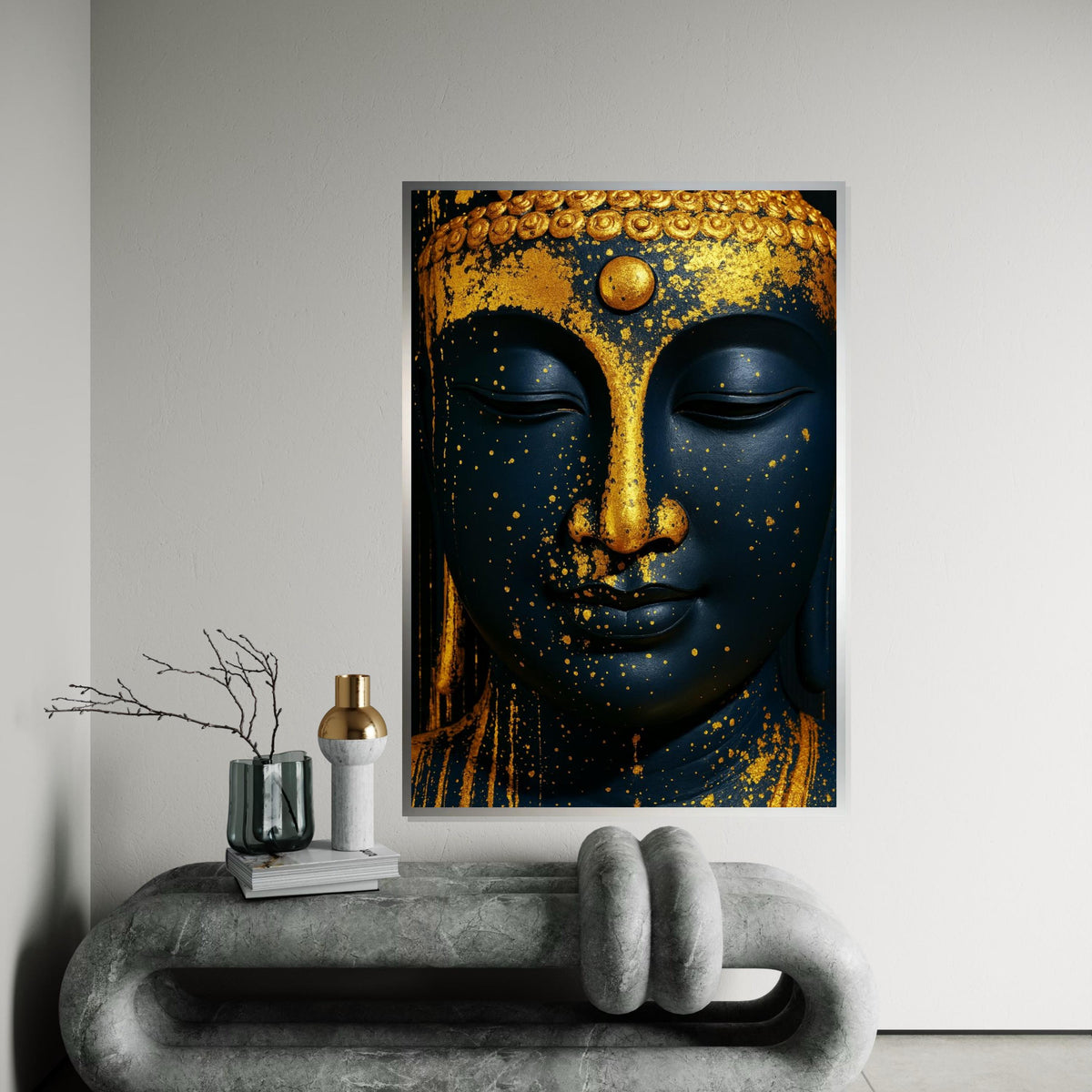 Gold Splatter Buddha Canvas, Spiritual Wall Art, Zen Buddha Art, Wall Art Canvas Design, Framed Canvas Ready To Hang, Gold Decor Accent