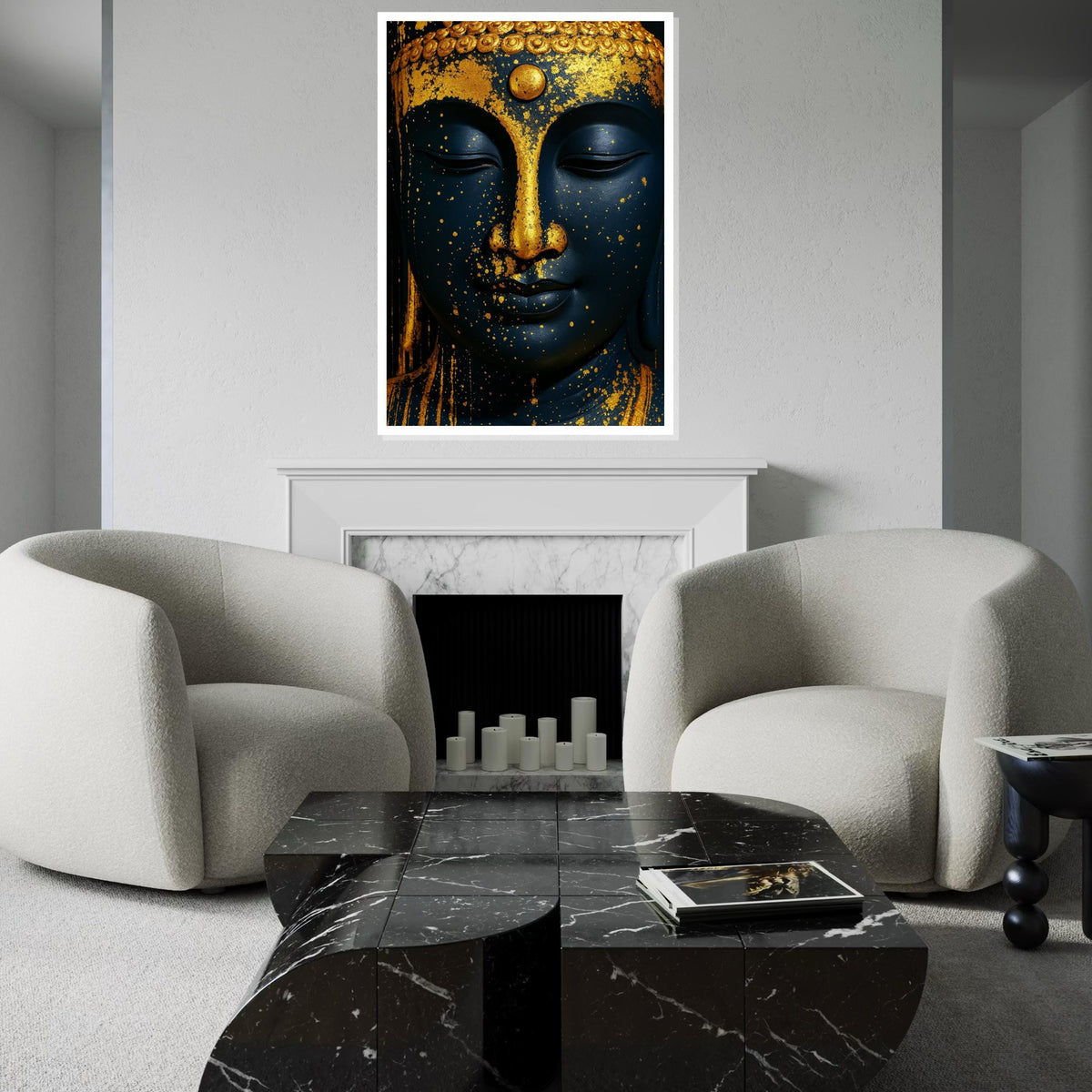 Gold Splatter Buddha Canvas, Spiritual Wall Art, Zen Buddha Art, Wall Art Canvas Design, Framed Canvas Ready To Hang, Gold Decor Accent