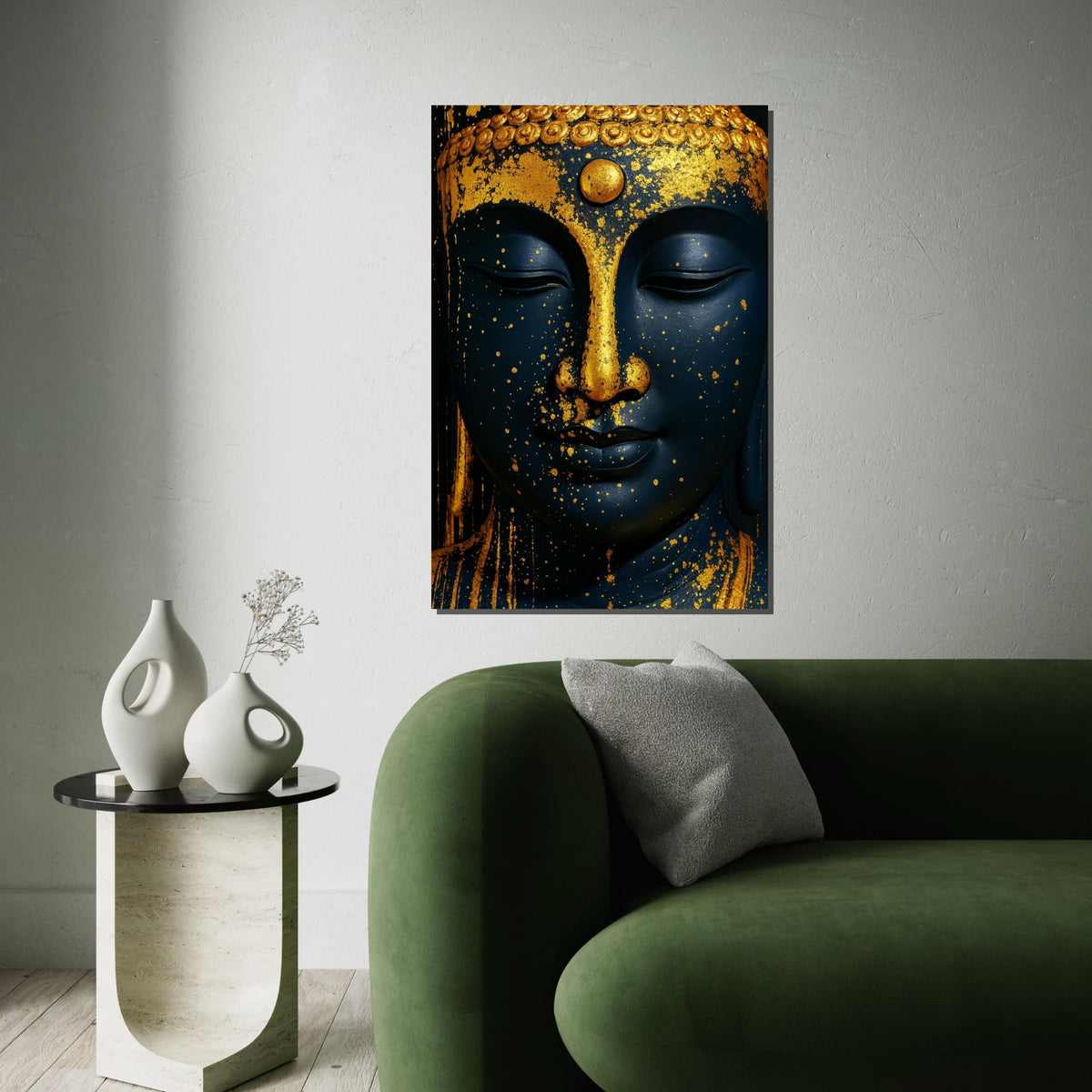 Gold Splatter Buddha Canvas, Spiritual Wall Art, Zen Buddha Art, Wall Art Canvas Design, Framed Canvas Ready To Hang, Gold Decor Accent