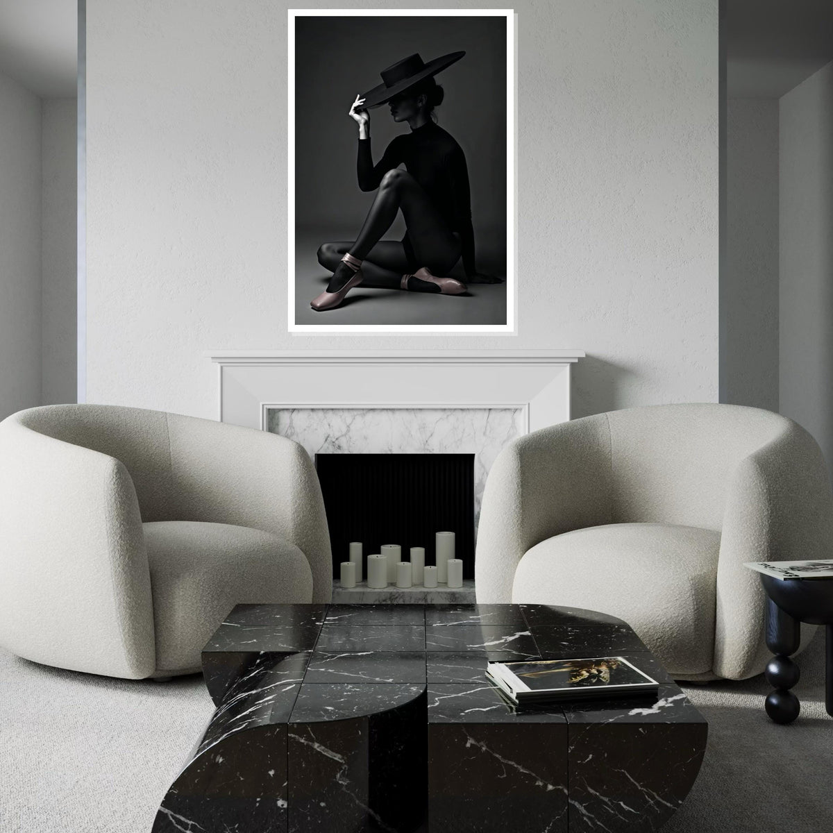 Elegant Silhouette Canvas, Woman in Hat Art, Black and White Wall Print, Minimalist Decor, Wall Art Canvas Design, Ready to Hang