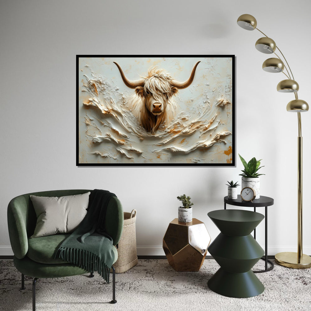 Highland Cow Canvas, Animal Wall Art, Animal Portrait, Rustic Decor, Wall Art Canvas Design, Ready to Hang Decoration, Print Art