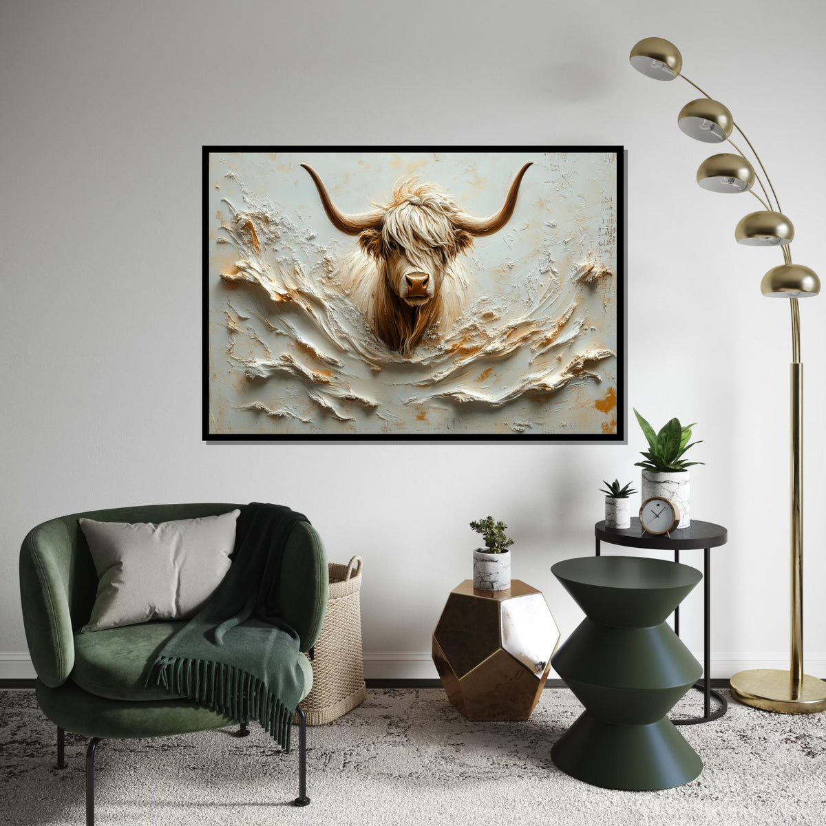 Highland Cow Canvas, Animal Wall Art, Animal Portrait, Rustic Decor, Wall Art Canvas Design, Ready to Hang Decoration, Print Art