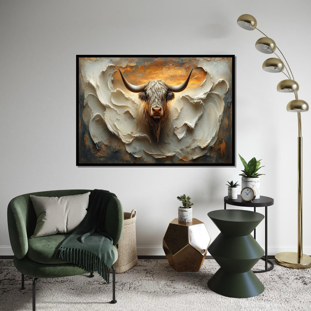 Shaggy Highland Cow Canvas, Animal Bull Wall Art, Animal Artwork, Wall Art Canvas Design, Ready To Hang Decoration, Print Art
