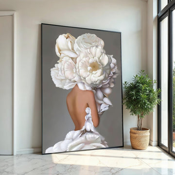 Floral Human Canvas, Flower Head Art, Elegant Wall Art Canvas Design, Ready To Hang Decoration, Unique Floral Canvas, Art Print Decor