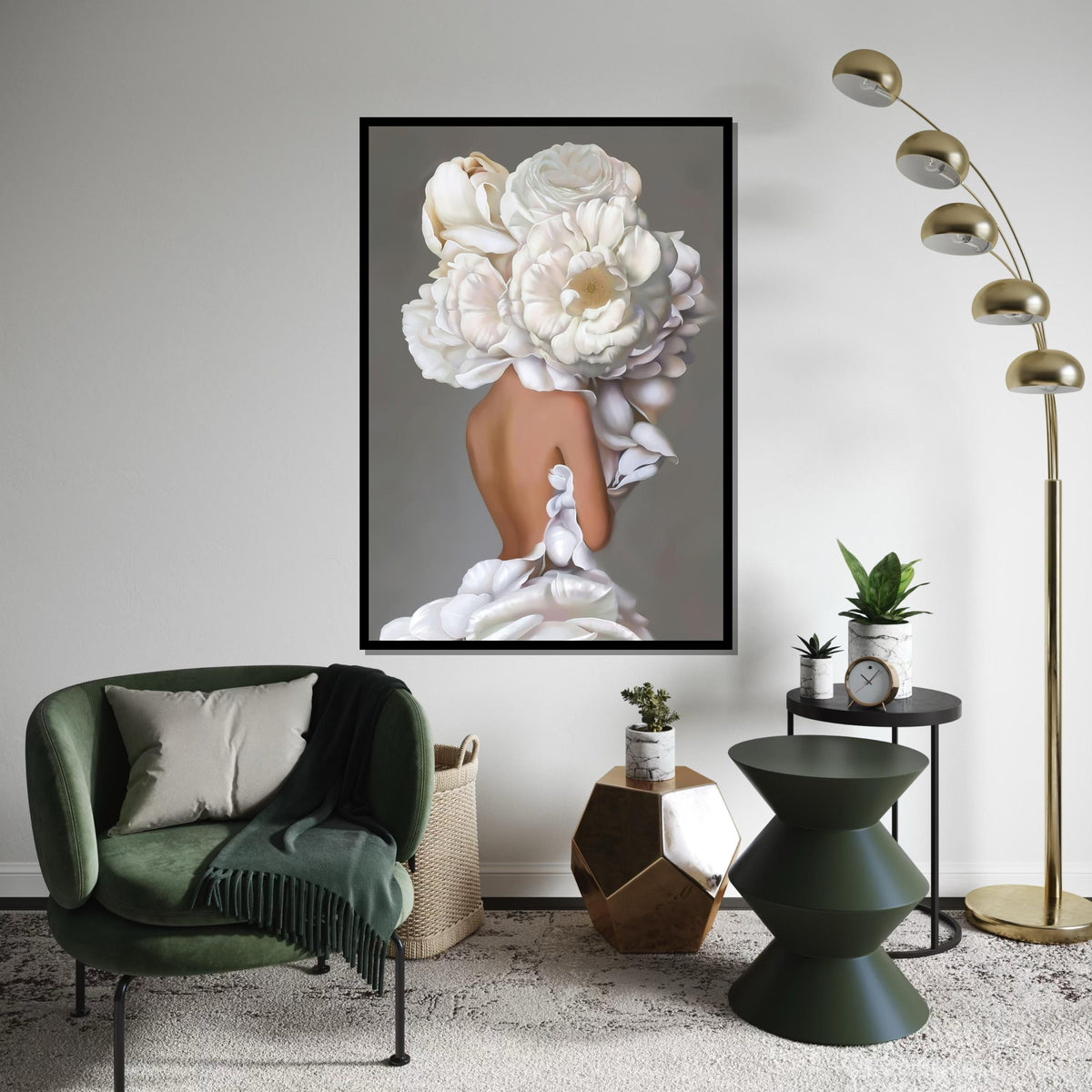 Floral Human Canvas, Flower Head Art, Elegant Wall Art Canvas Design, Ready To Hang Decoration, Unique Floral Canvas, Art Print Decor