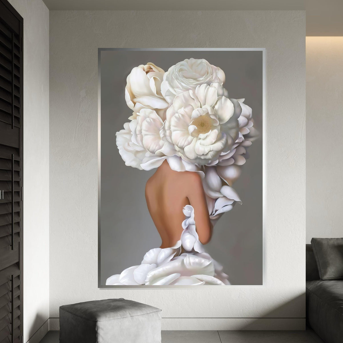 Floral Human Canvas, Flower Head Art, Elegant Wall Art Canvas Design, Ready To Hang Decoration, Unique Floral Canvas, Art Print Decor