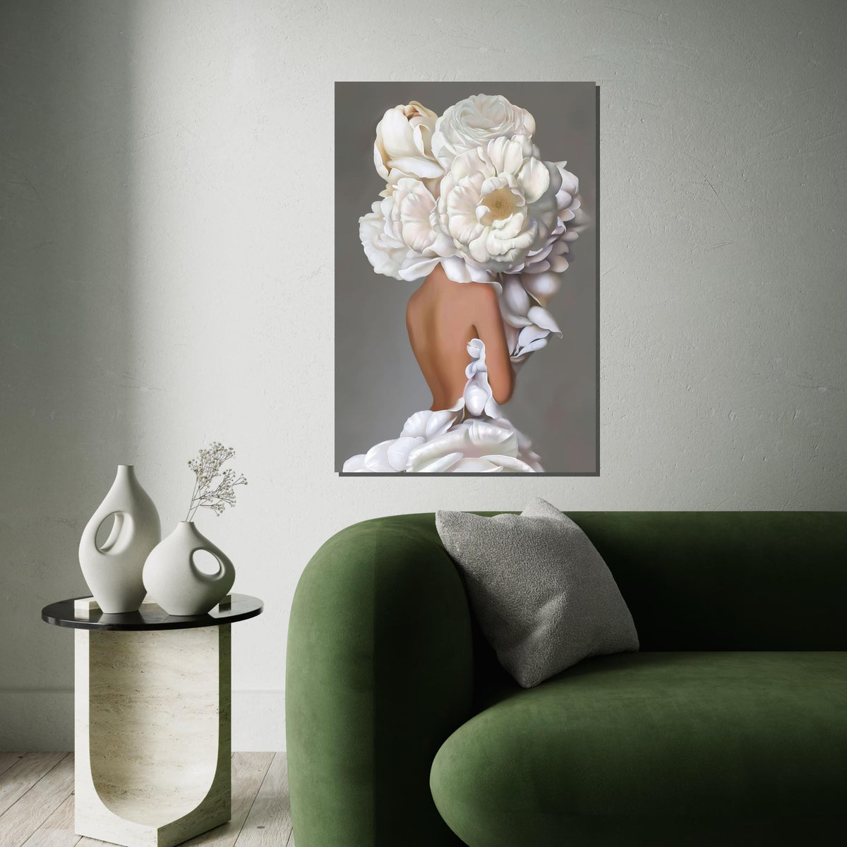 Floral Human Canvas, Flower Head Art, Elegant Wall Art Canvas Design, Ready To Hang Decoration, Unique Floral Canvas, Art Print Decor