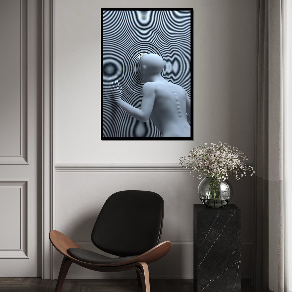 Optical Illusion Canvas, Modern Abstract Art, Hypnotic Spiral Design, Wall Art Canvas, Ready to Hang Home Decor, Surreal 3D Poster