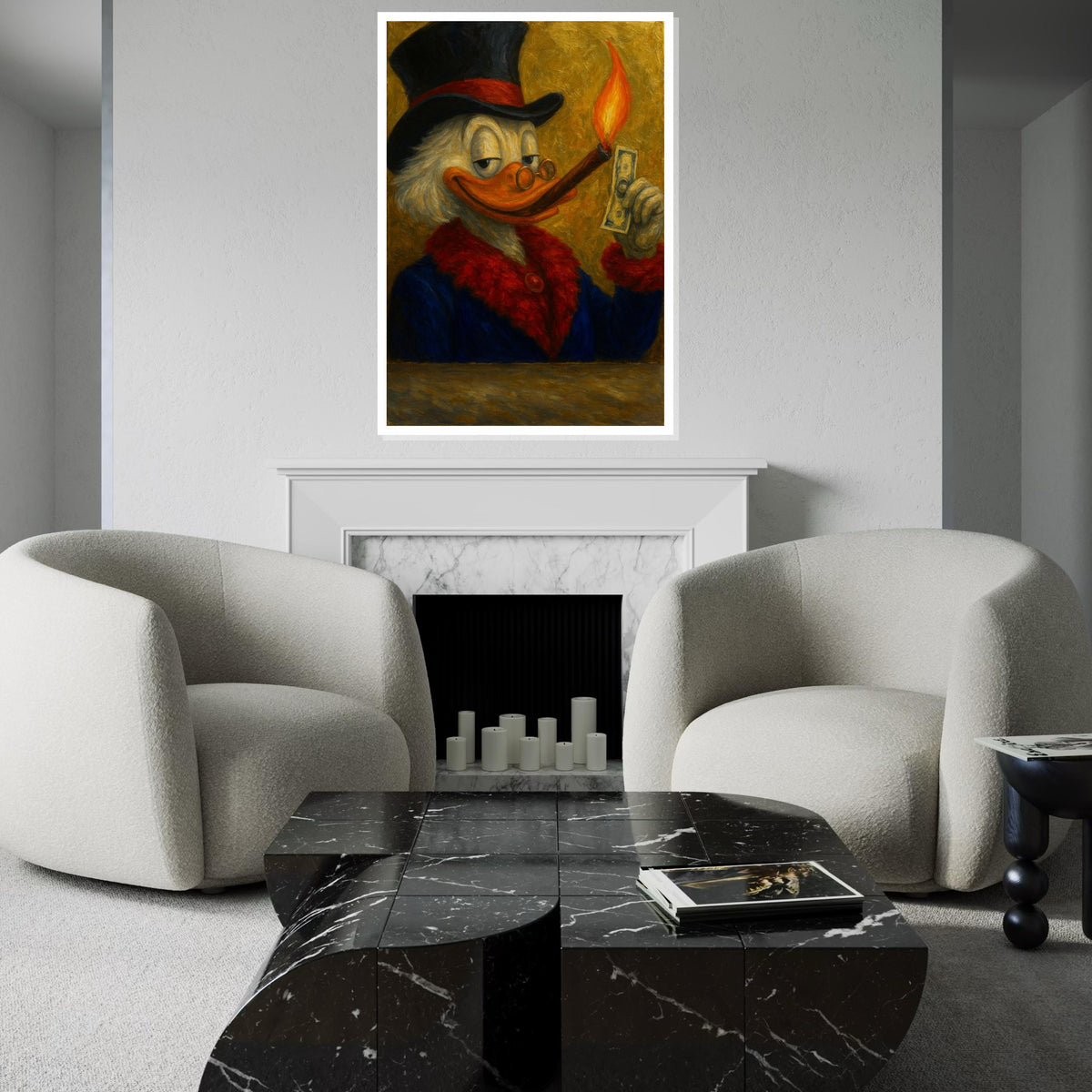 Dapper Duck Canvas, Smoking Duck in Suit, Cartoon Art, Wall Art Canvas Design, Ready To Hang Decoration, Quirky Animal Print