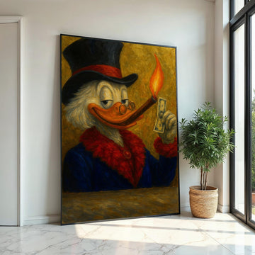 Dapper Duck Canvas, Smoking Duck in Suit, Cartoon Art, Wall Art Canvas Design, Ready To Hang Decoration, Quirky Animal Print