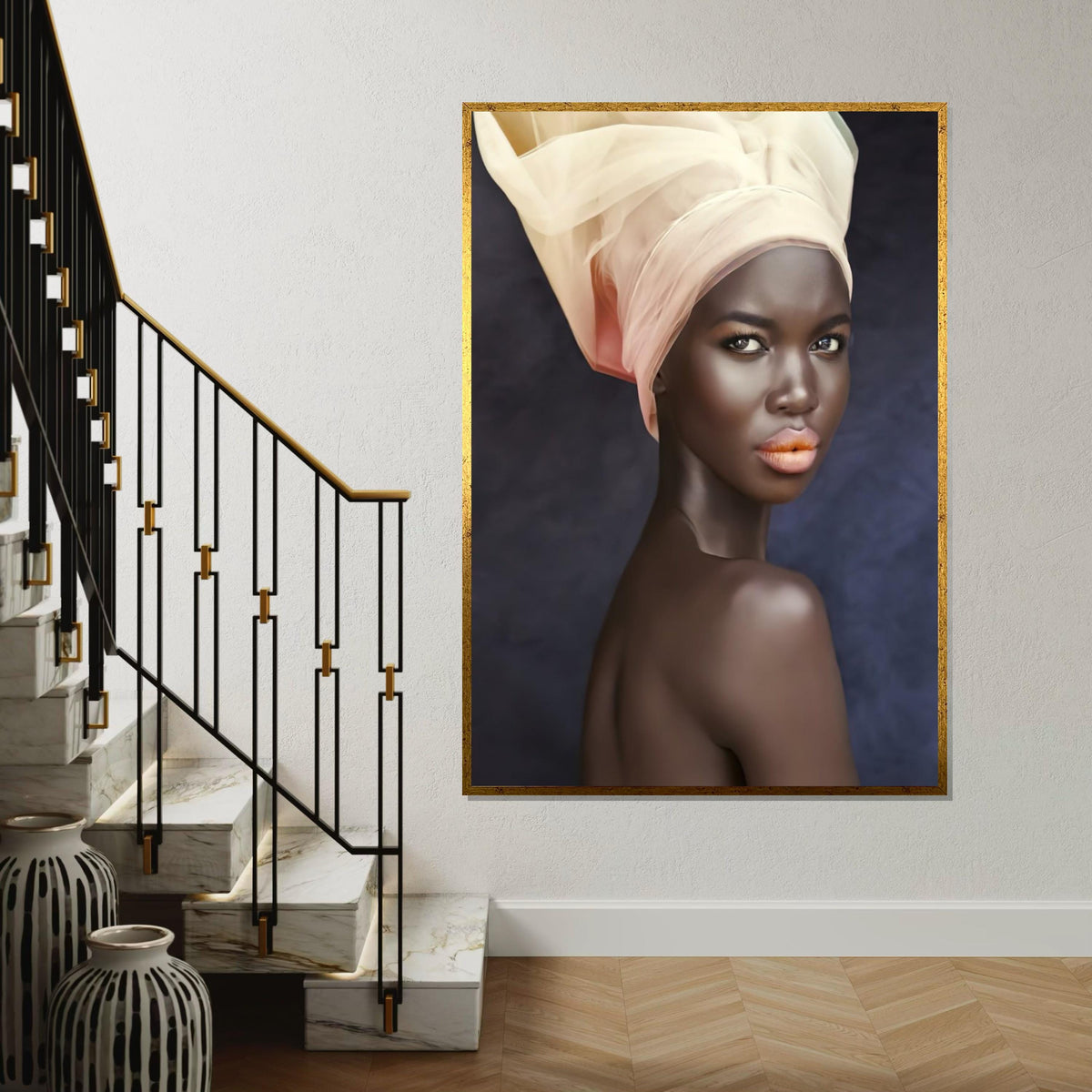 Elegant Woman Portrait Canvas, Ethereal Beauty Art, Wall Art Canvas Design, Ready To Hang Decoration, Glamour Poster, Chic Decor